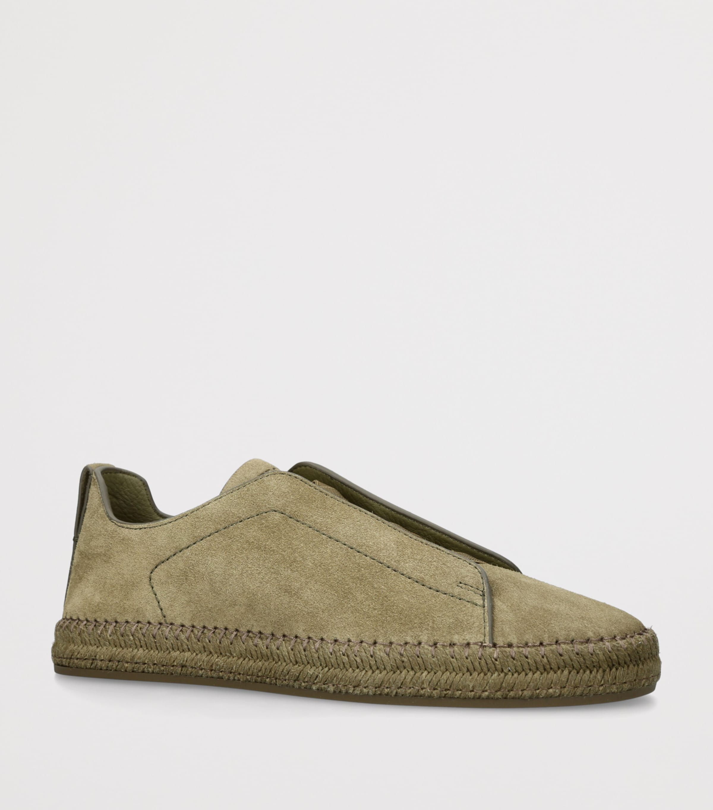 Zegna Suede Triple Stitch Espadrilles Mid Green Image 3