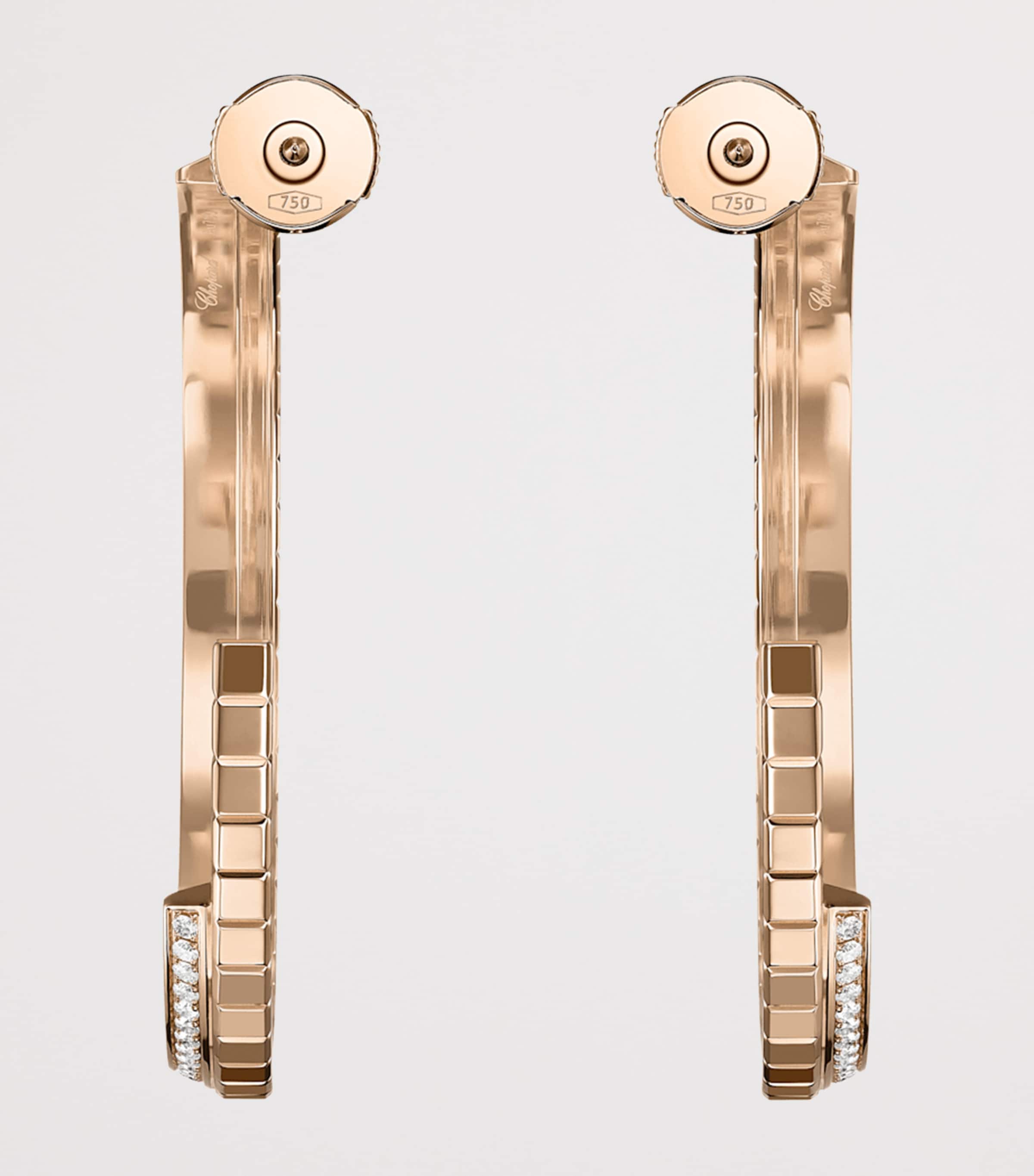 Small Rose Gold and Diamond Ice Cube Hoop Earrings 18K ROSE GOLD Image 3