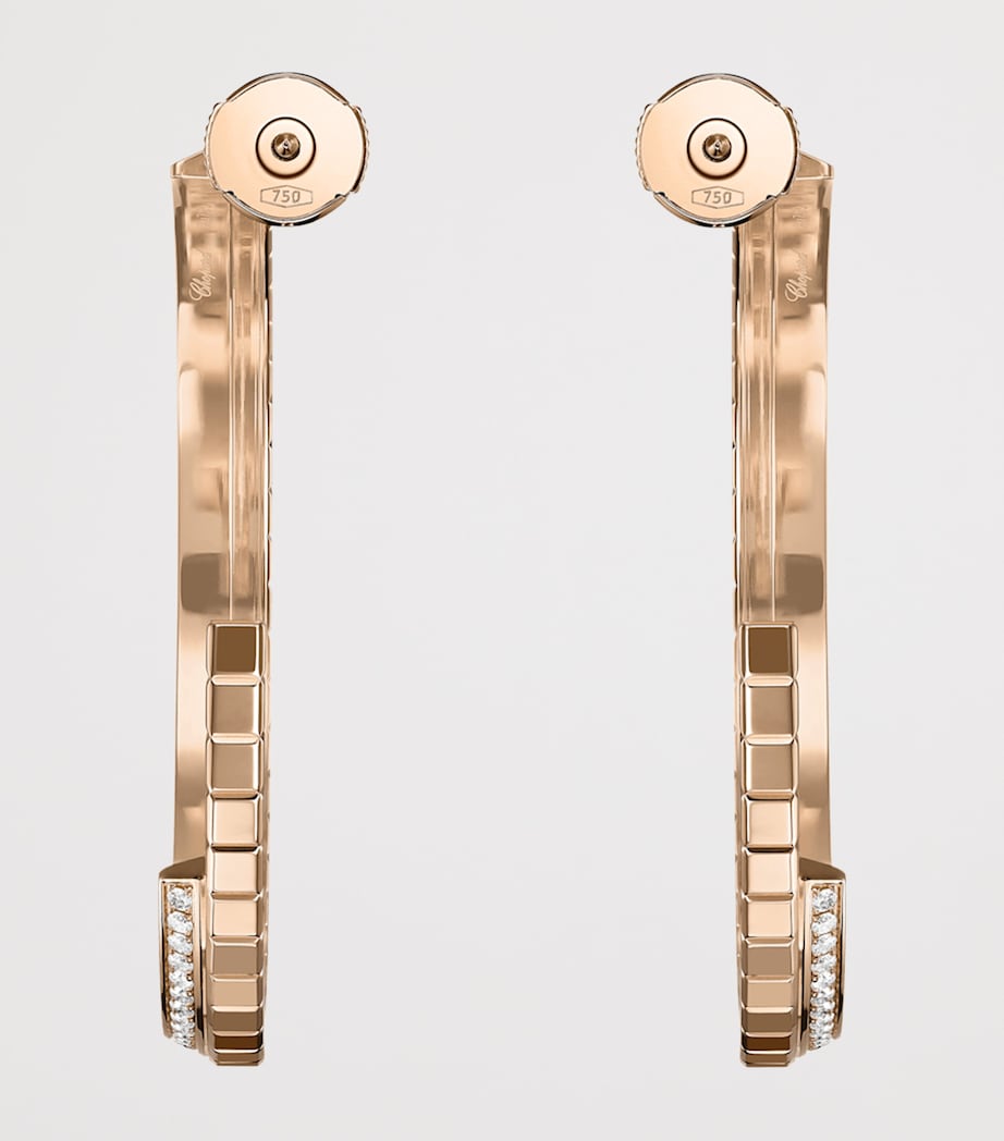 Small Rose Gold and Diamond Ice Cube Hoop Earrings 18K ROSE GOLD Image 3