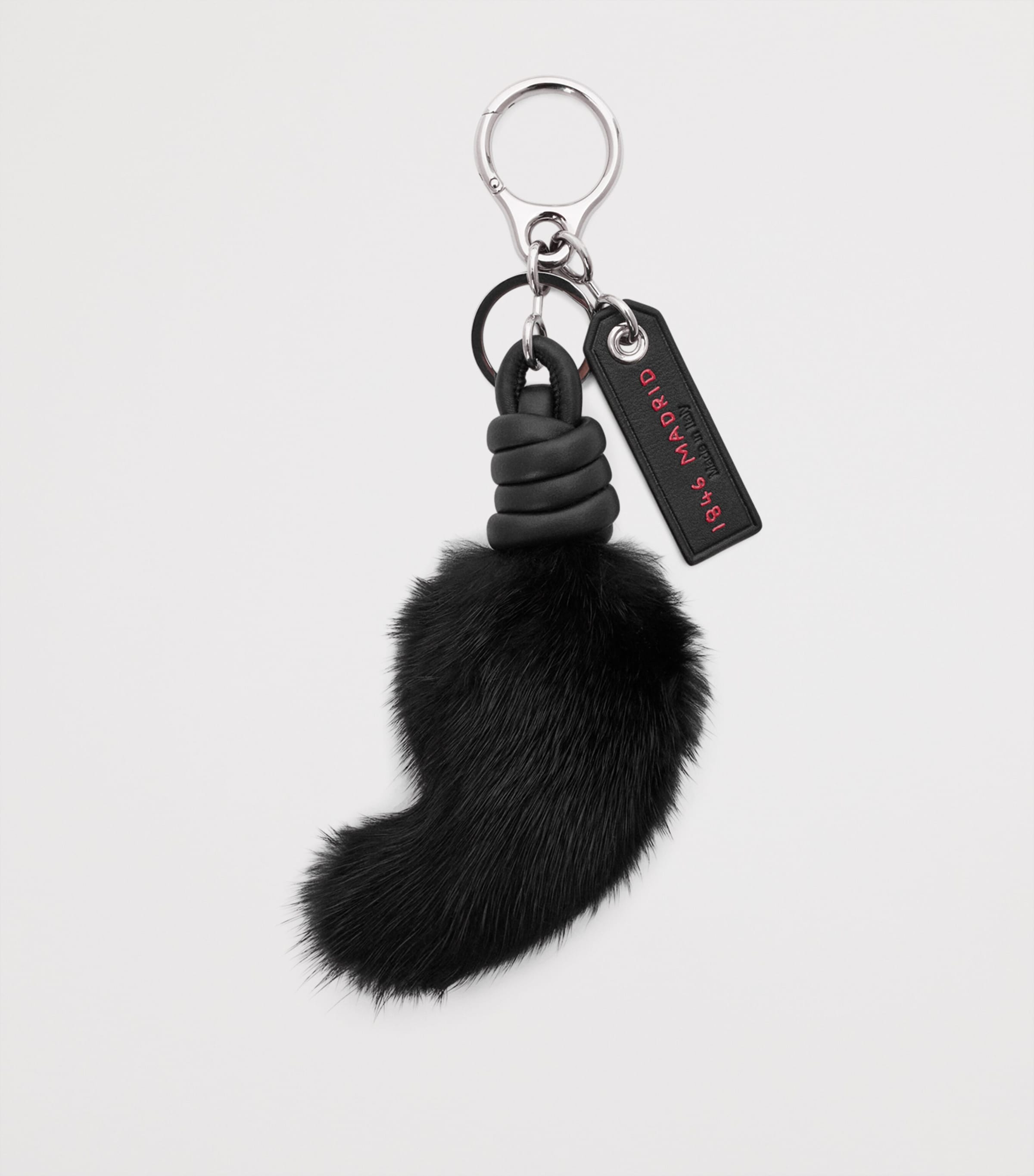 LOEWE Leather-Fur Lion Tail Key Charm Black Image 2