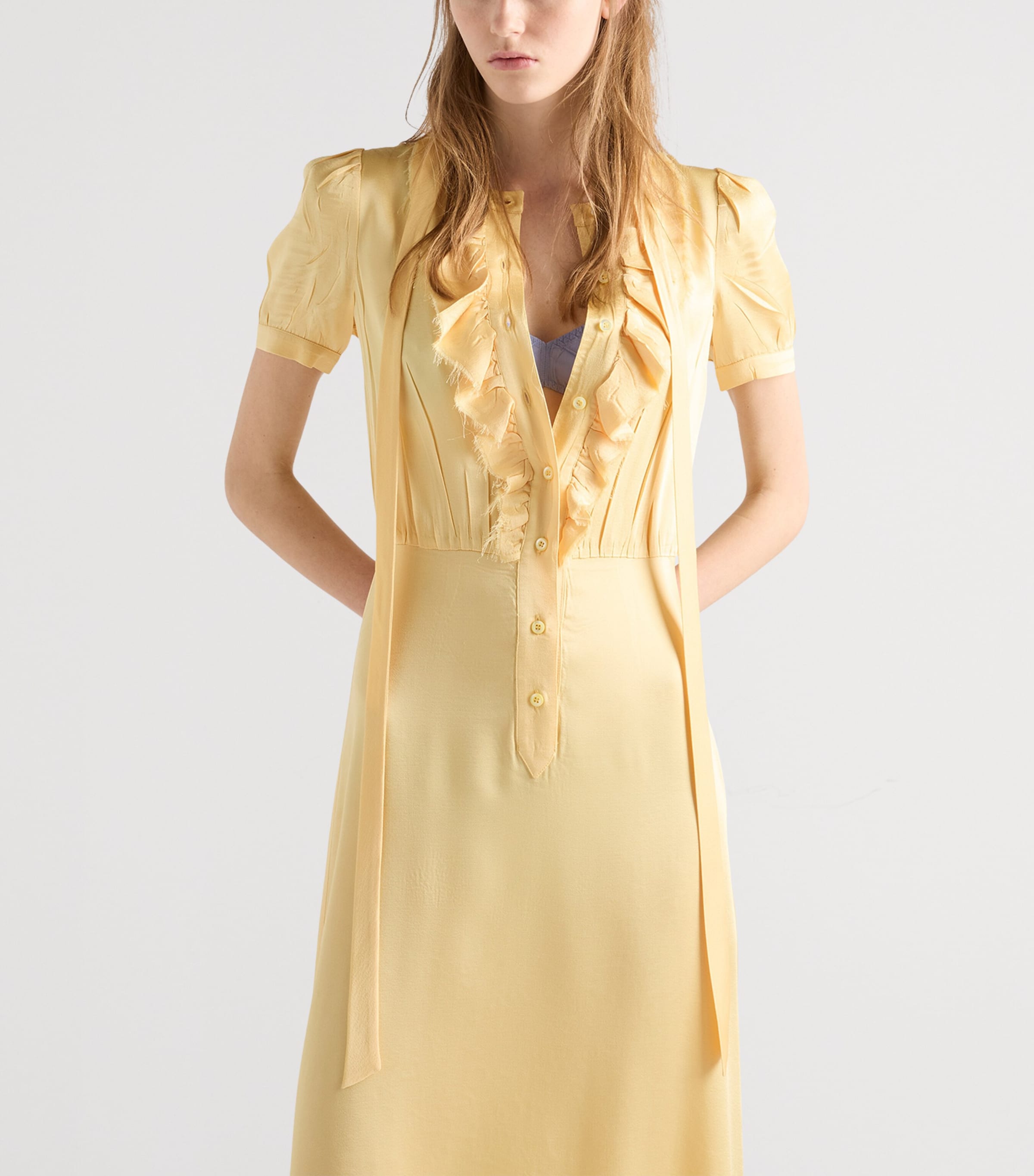 Prada Womens Satin Crepe Midi Dress Image 3