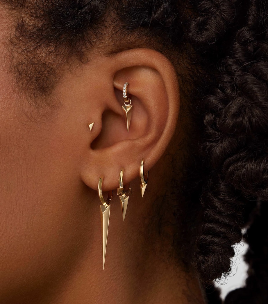 White Gold Faceted Single Short Spike Hoop Earring (8mm) WHITE GOLD Image 3