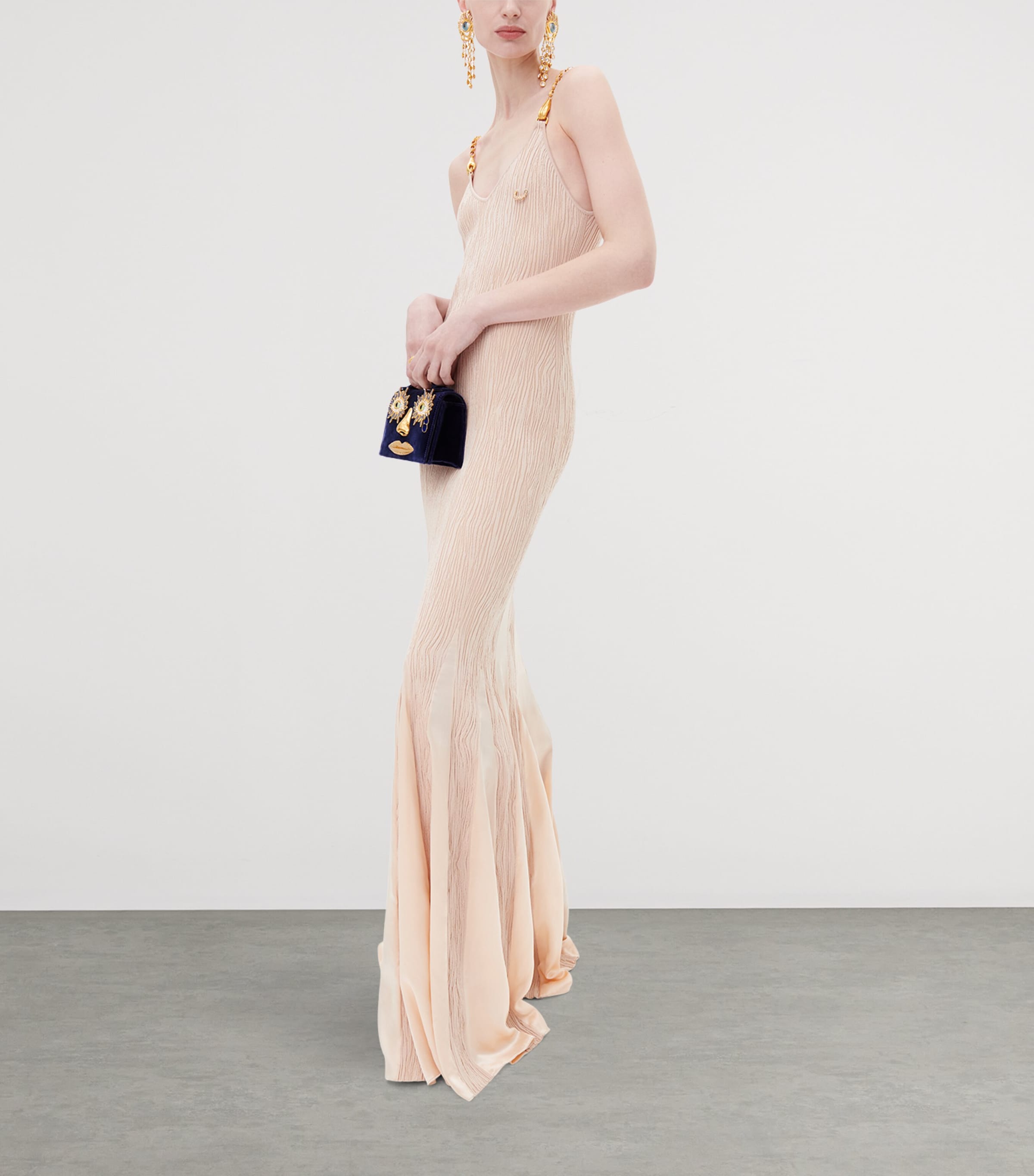 Schiaparelli Womens V-neck Mermaid Dress Nude Image 2