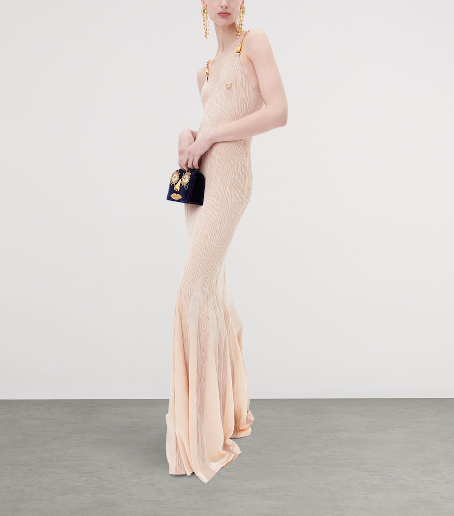 Schiaparelli Womens V-neck Mermaid Dress Nude Image 2