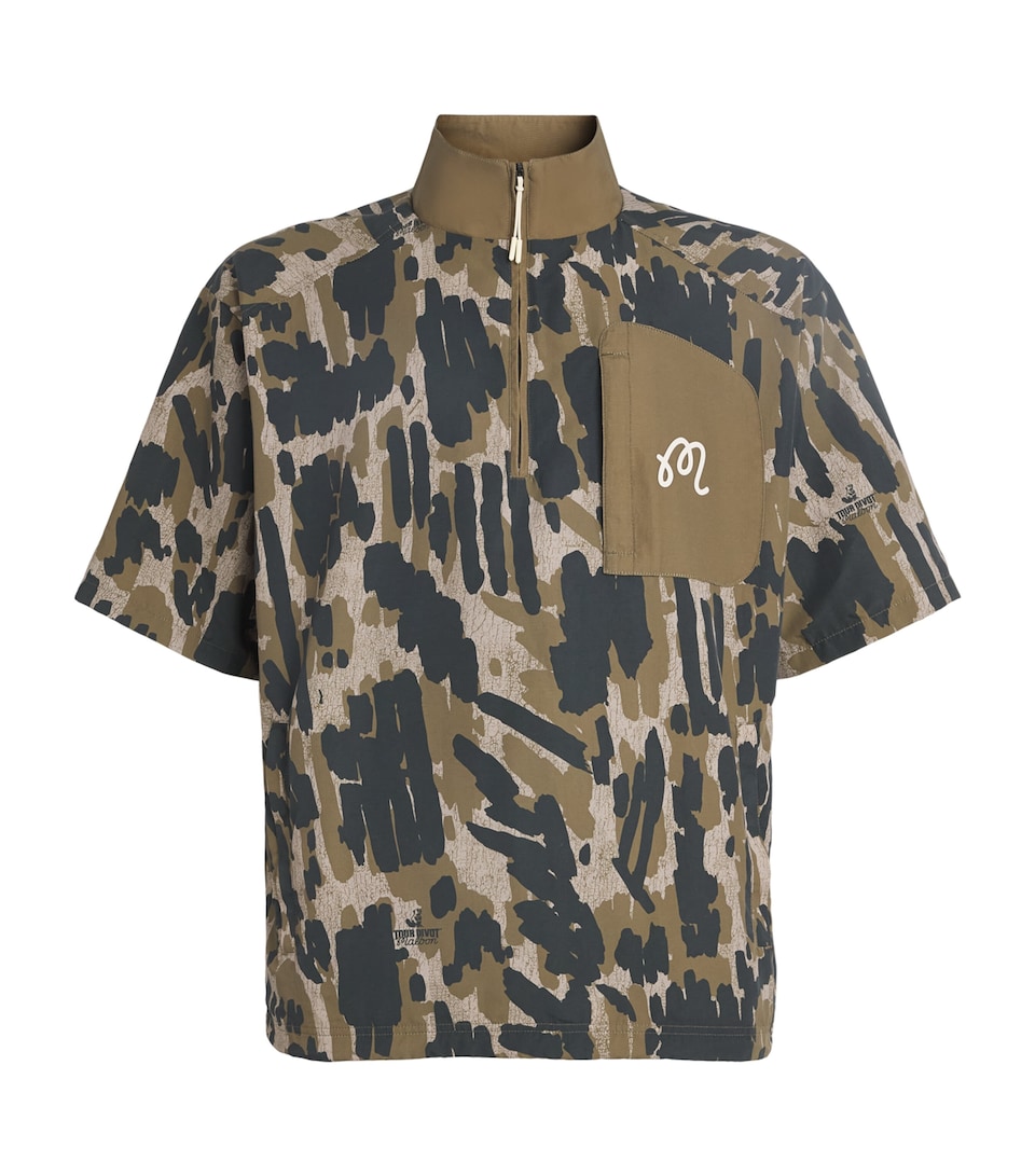 Malbon Tour Divot Zip-Up Shirt Bark Camo