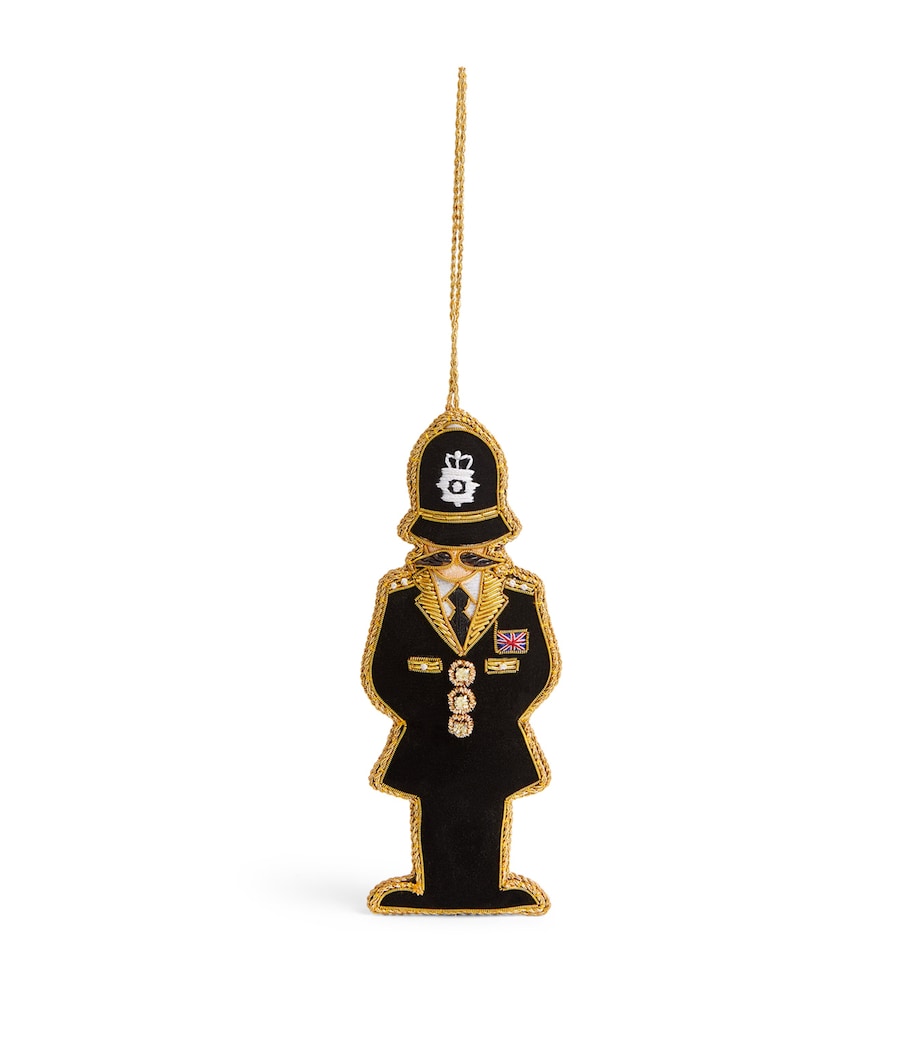 Velvet Policeman Tree Decoration BLK/GOLD Image 1