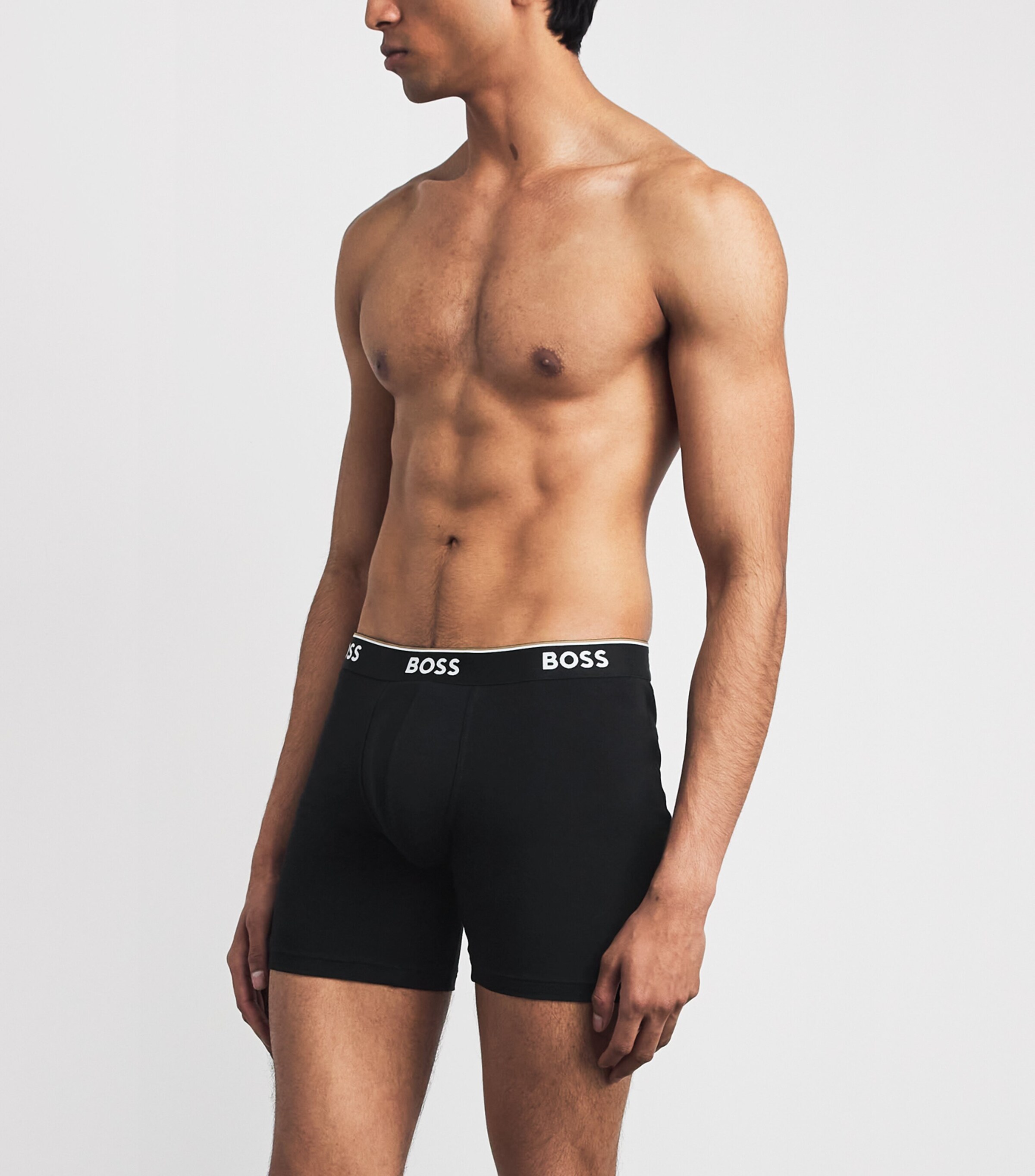 BOSS Mens Stretch-Cotton Logo Trunks (Pack of 3) Black Image 2
