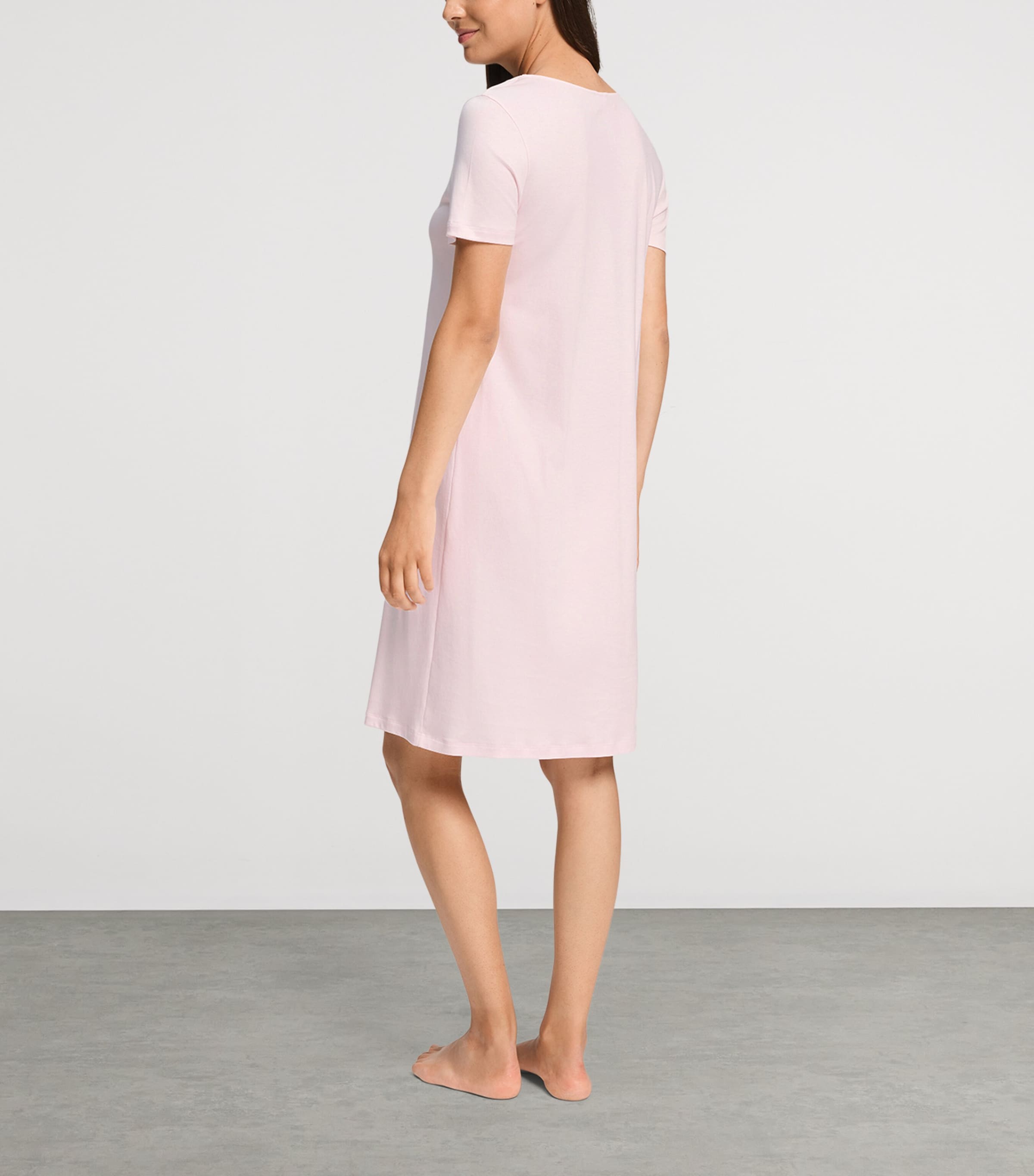 Hanro Womens Cotton Rosaria Short-Sleeve Dress Rose Bath Image 4