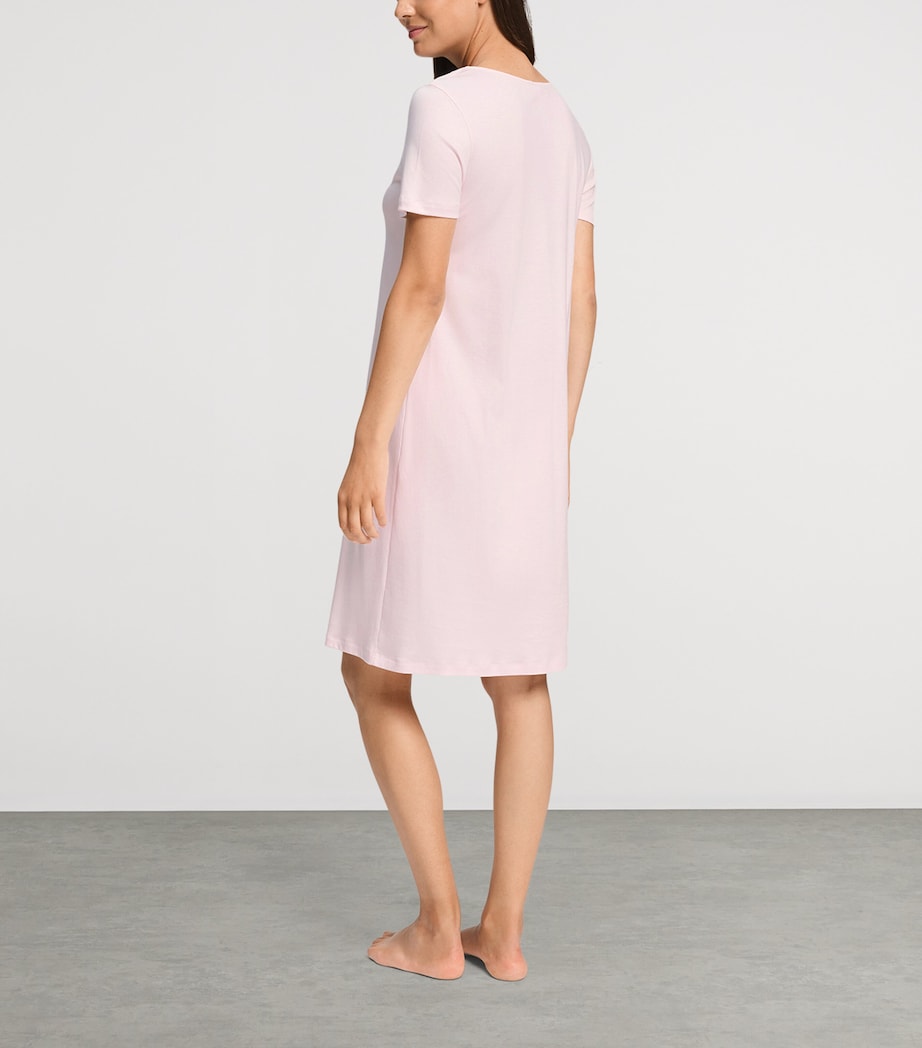 Hanro Womens Cotton Rosaria Short-Sleeve Dress Rose Bath Image 4