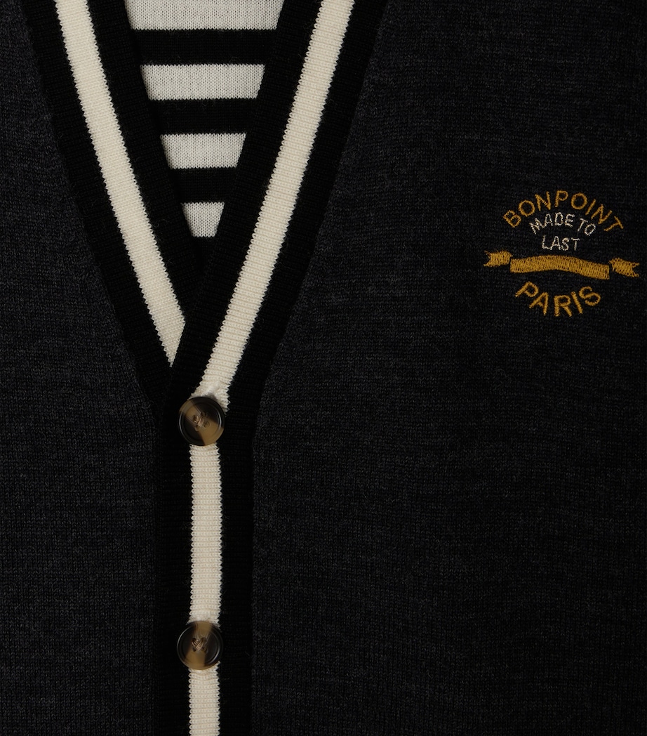 Wool Contrast-Stripe Cardigan (14 Years) RA GRIS CHINE Image 3