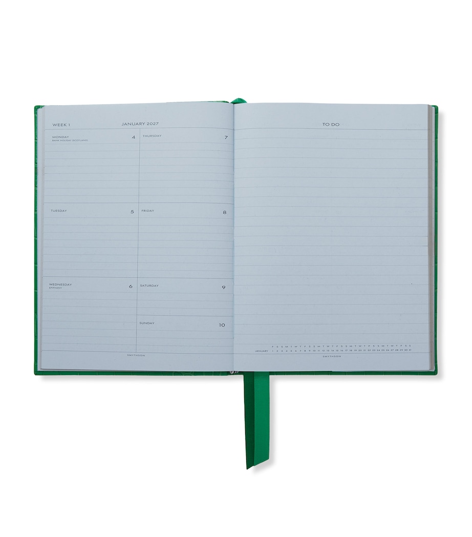 Smythson Leather Soho Weekly Diary 2027 Jade Image 2