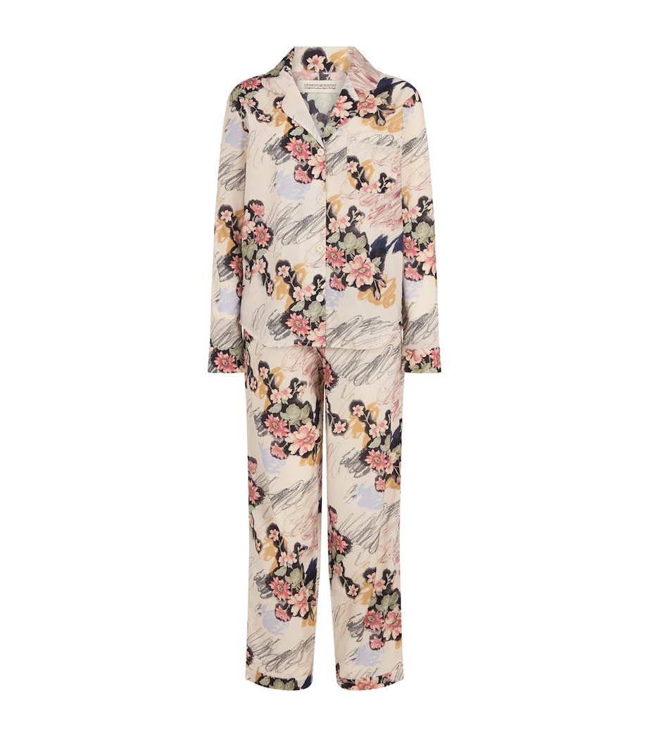 Organic Cotton Love Print Long Pyjamas CHALK Image 1