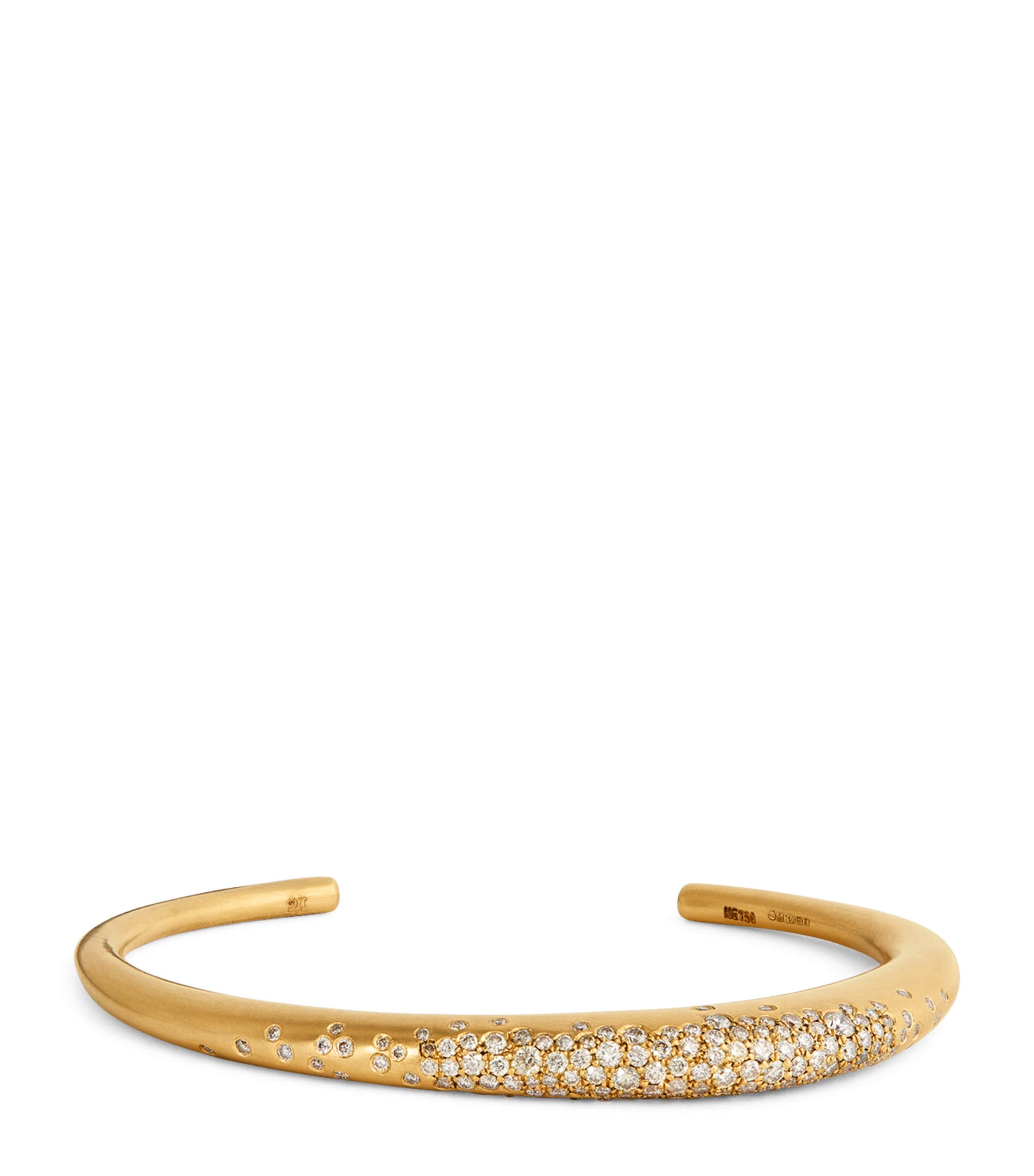 Nada Ghazal Thin Yellow Gold And Champagne Diamond My Muse Urban Winter Bangle In Gold