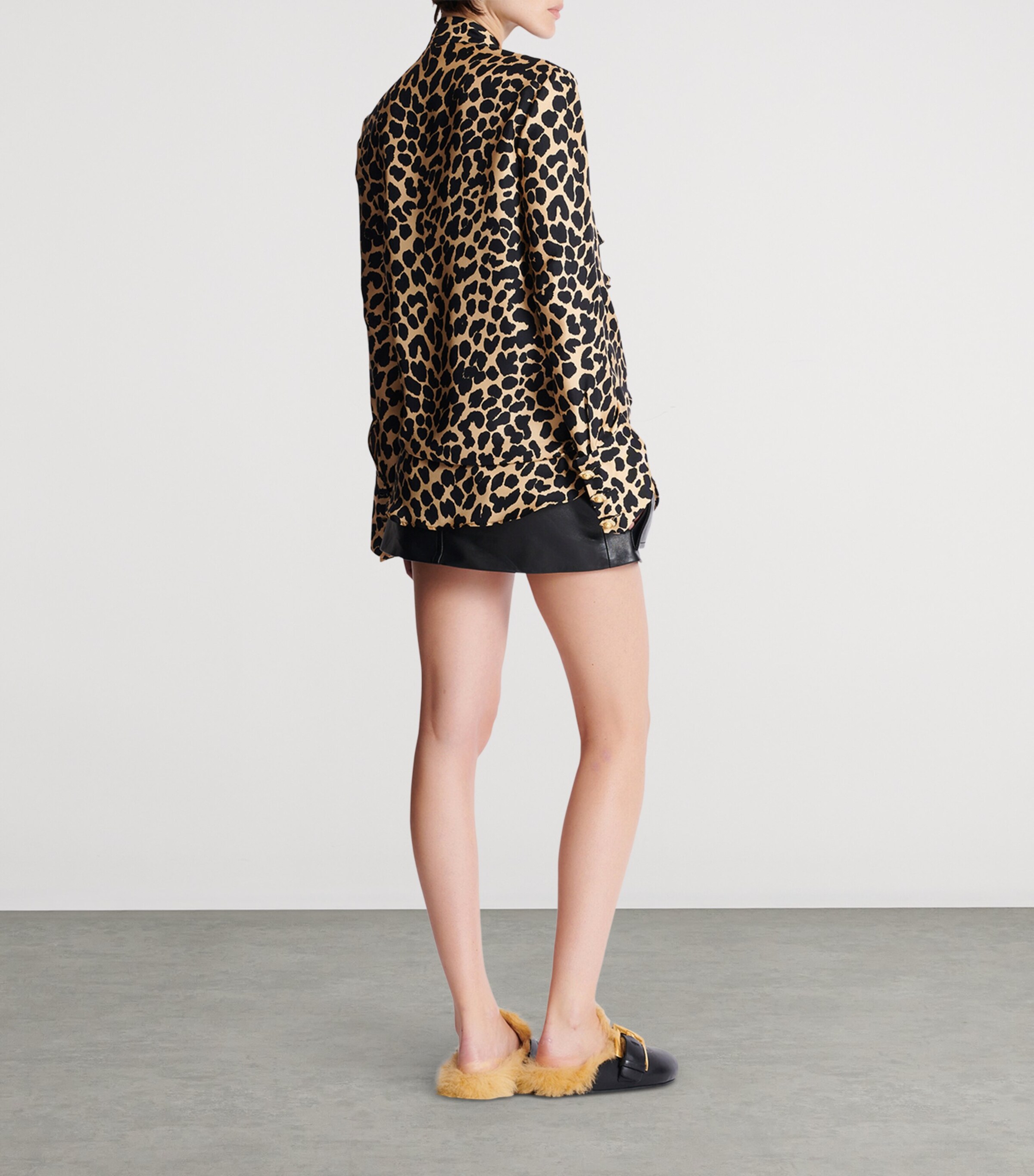 Silk Leopard Ruffled Shirt GBA BEIGE/NOIR Image 7