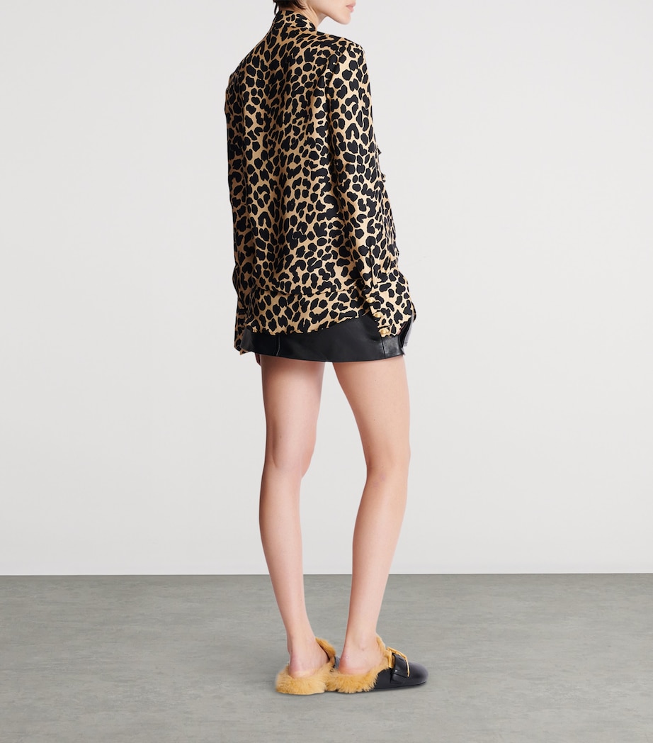 Silk Leopard Ruffled Shirt GBA BEIGE/NOIR Image 7
