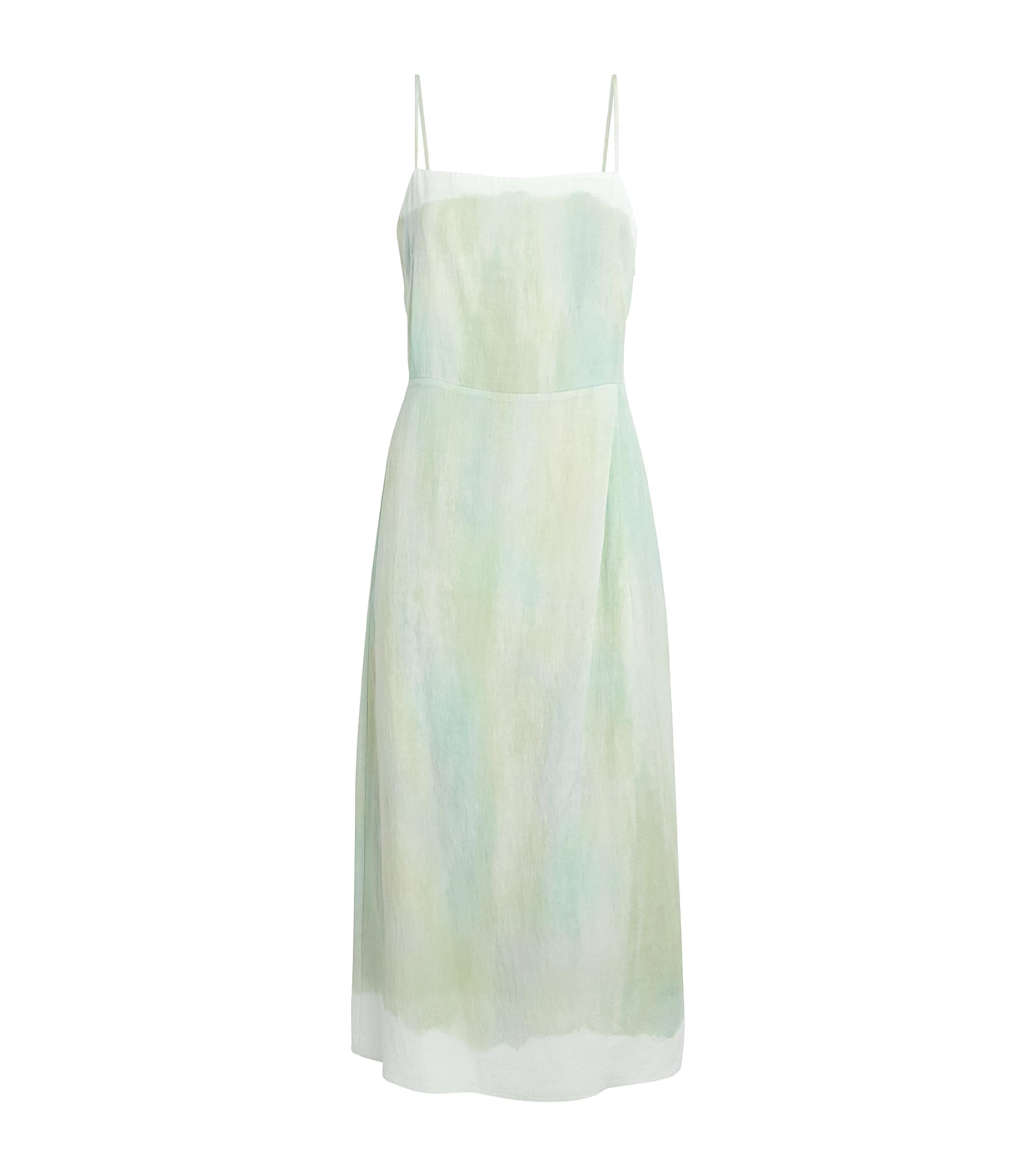 VINCE SATIN WATERCOLOUR MIDI DRESS