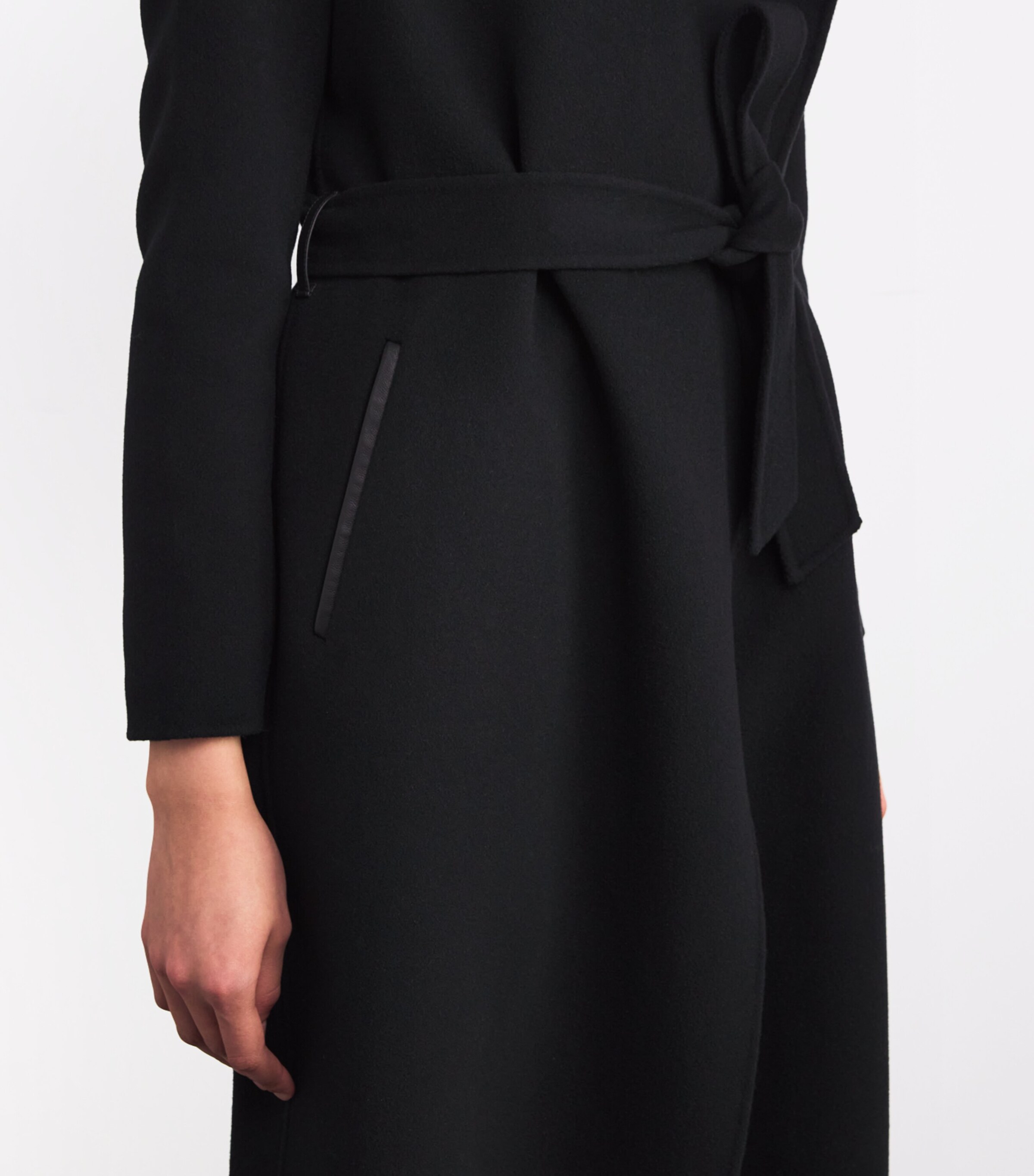 Wool Mai-CN Wrap Coat BLACK Image 6