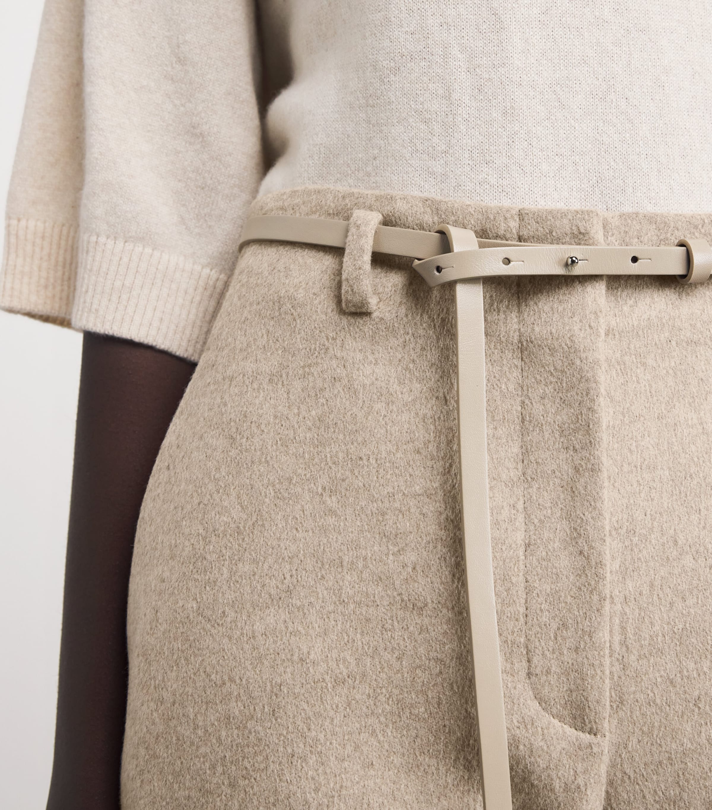 Wool-Cashmere Belted Trousers HICKORY MELANGE Image 6