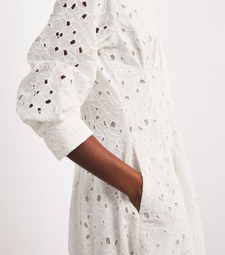 Embroidered Floral Jazz Midi Dress WHITE Image 4