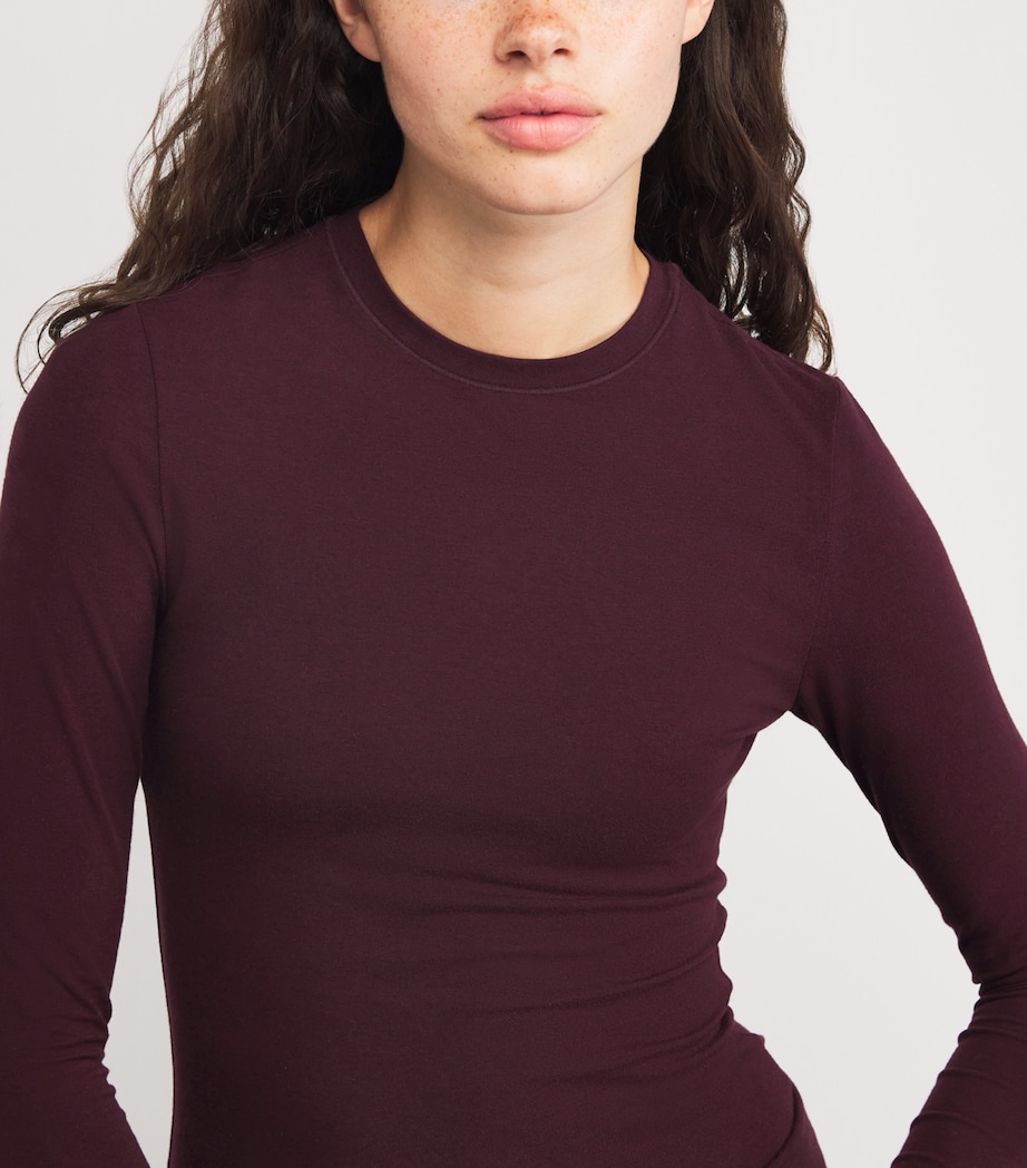 Cotton Jersey Long-Sleeve T-Shirt CURRANT Image 6