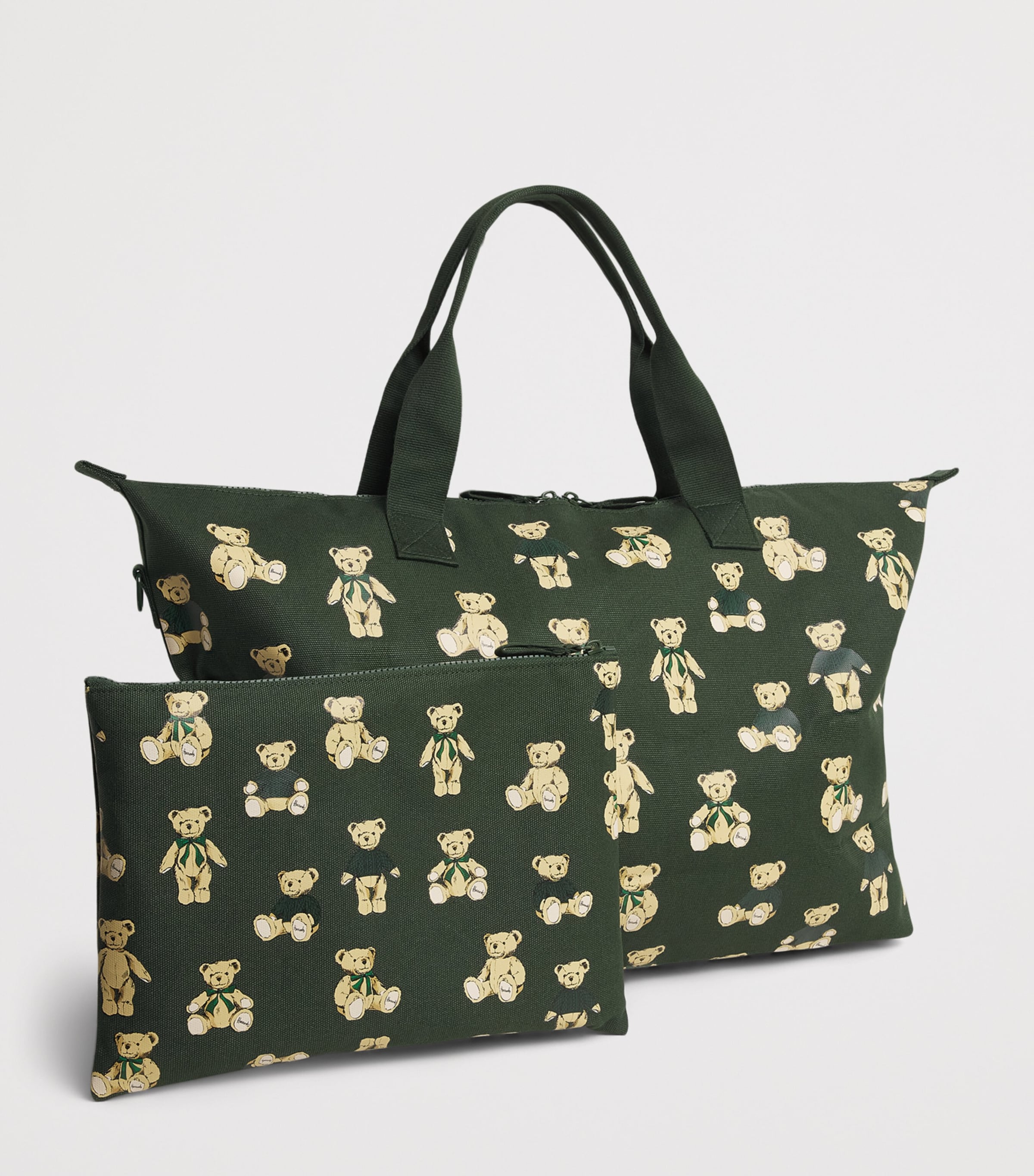 Harrods Henry Bear Packable Overnight Tote Bag Harrods Green Image 2