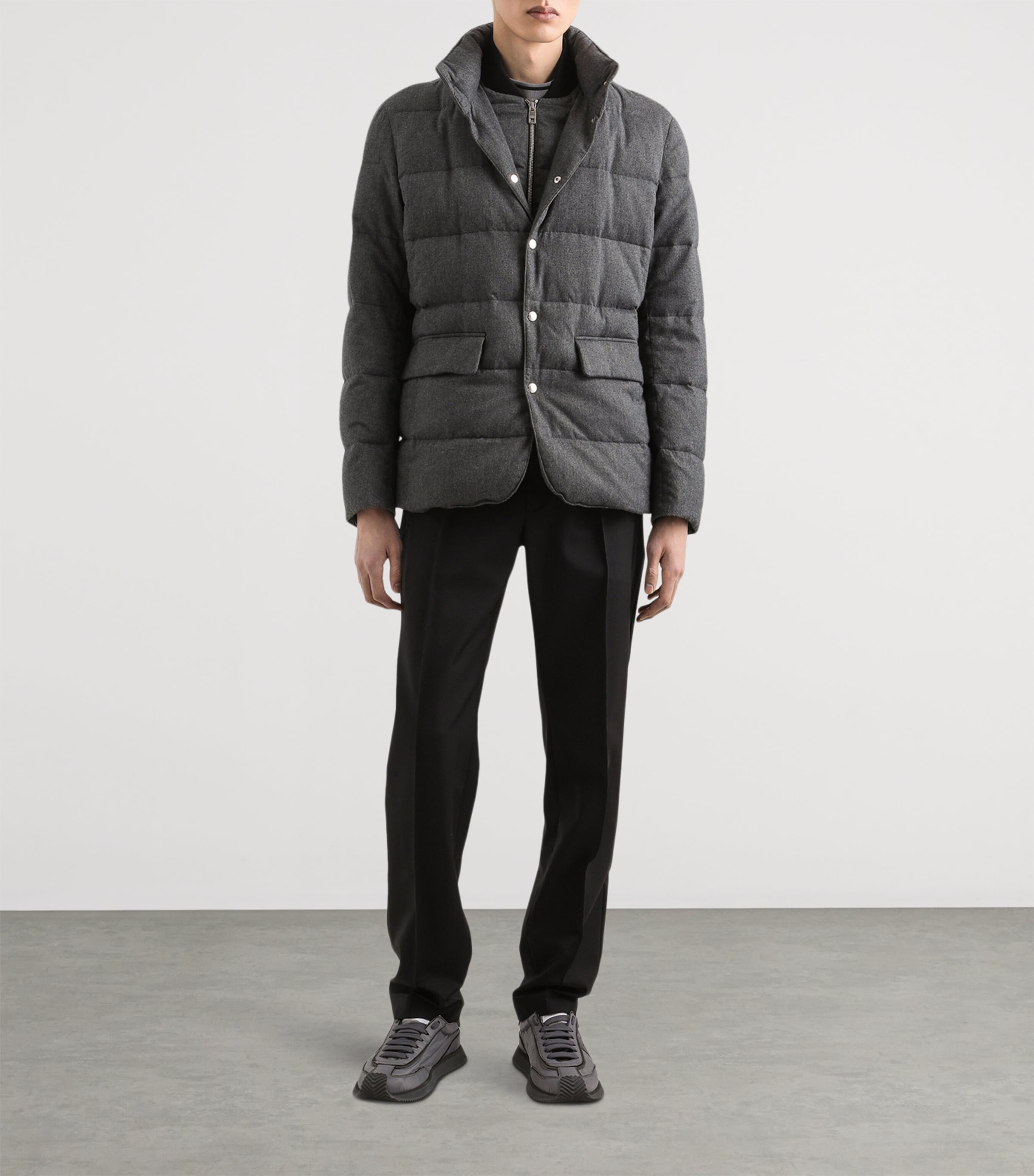 Wool-Blend Pleated Drawstring Trousers N0000-BLACK Image 2