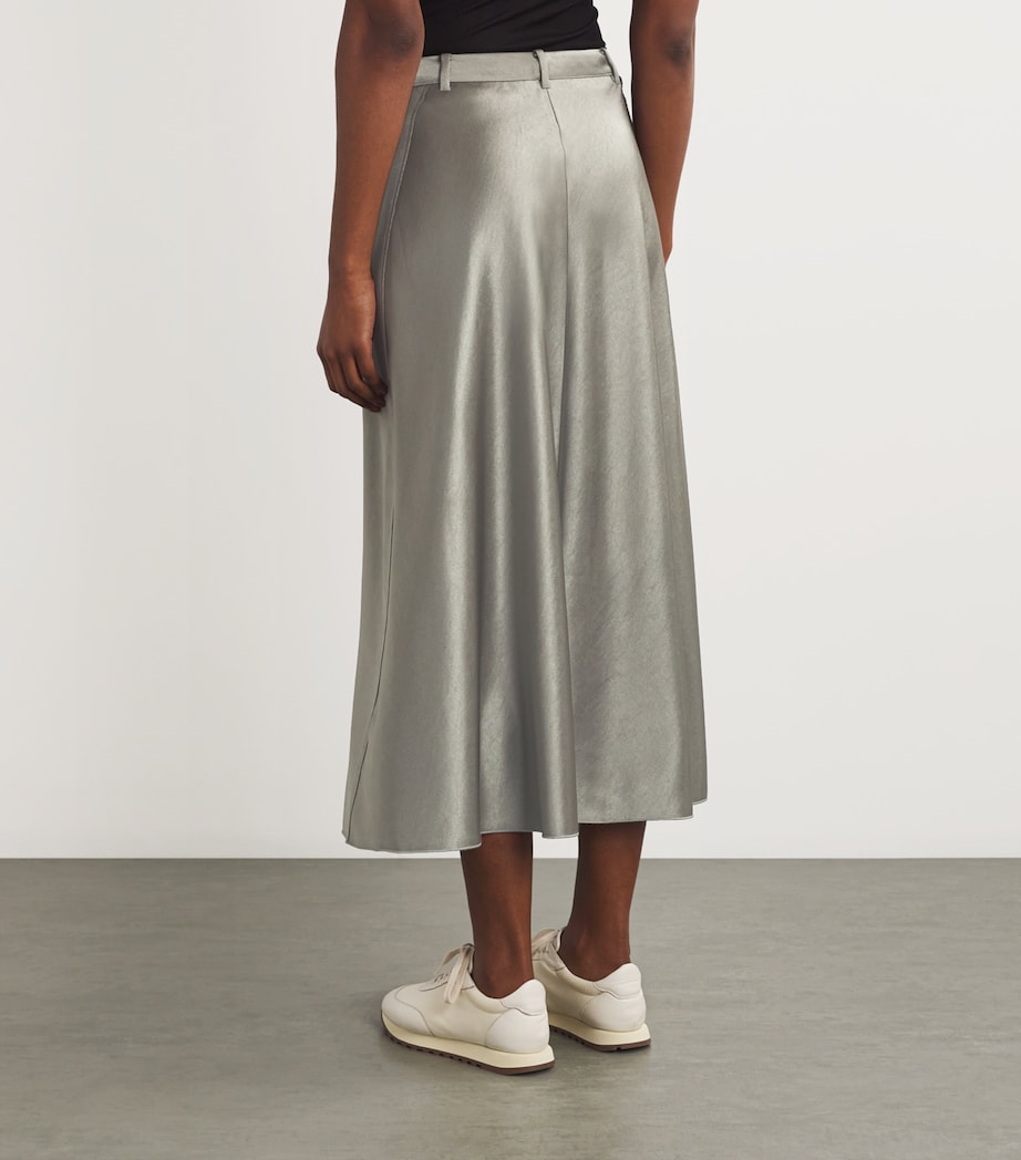 Satin A-Line Midi Skirt 380SMK SMOKY MOSS Image 4