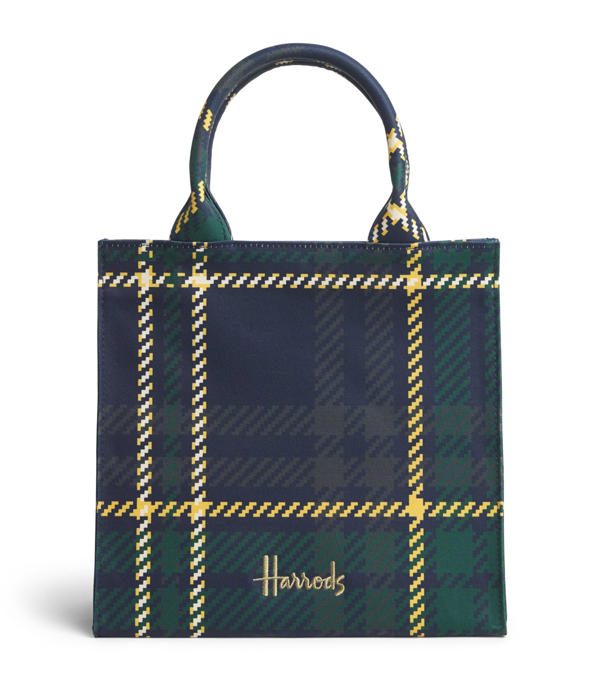 Harrods Small Tartan Tote Bag Navy Image 1