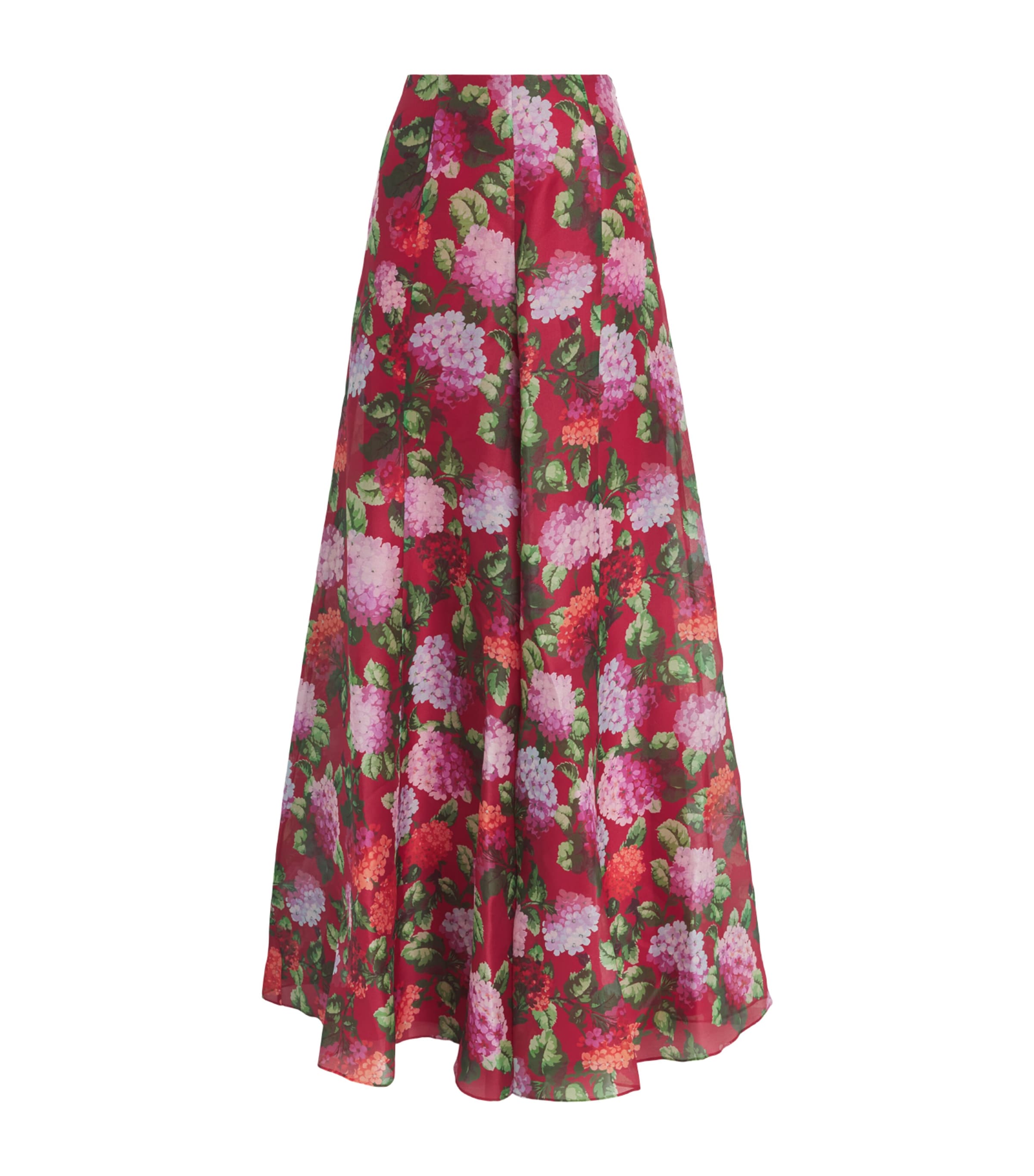 Carolina Herrera Womens Silk Floral Iris Trousers Cranberry/multi Image 1