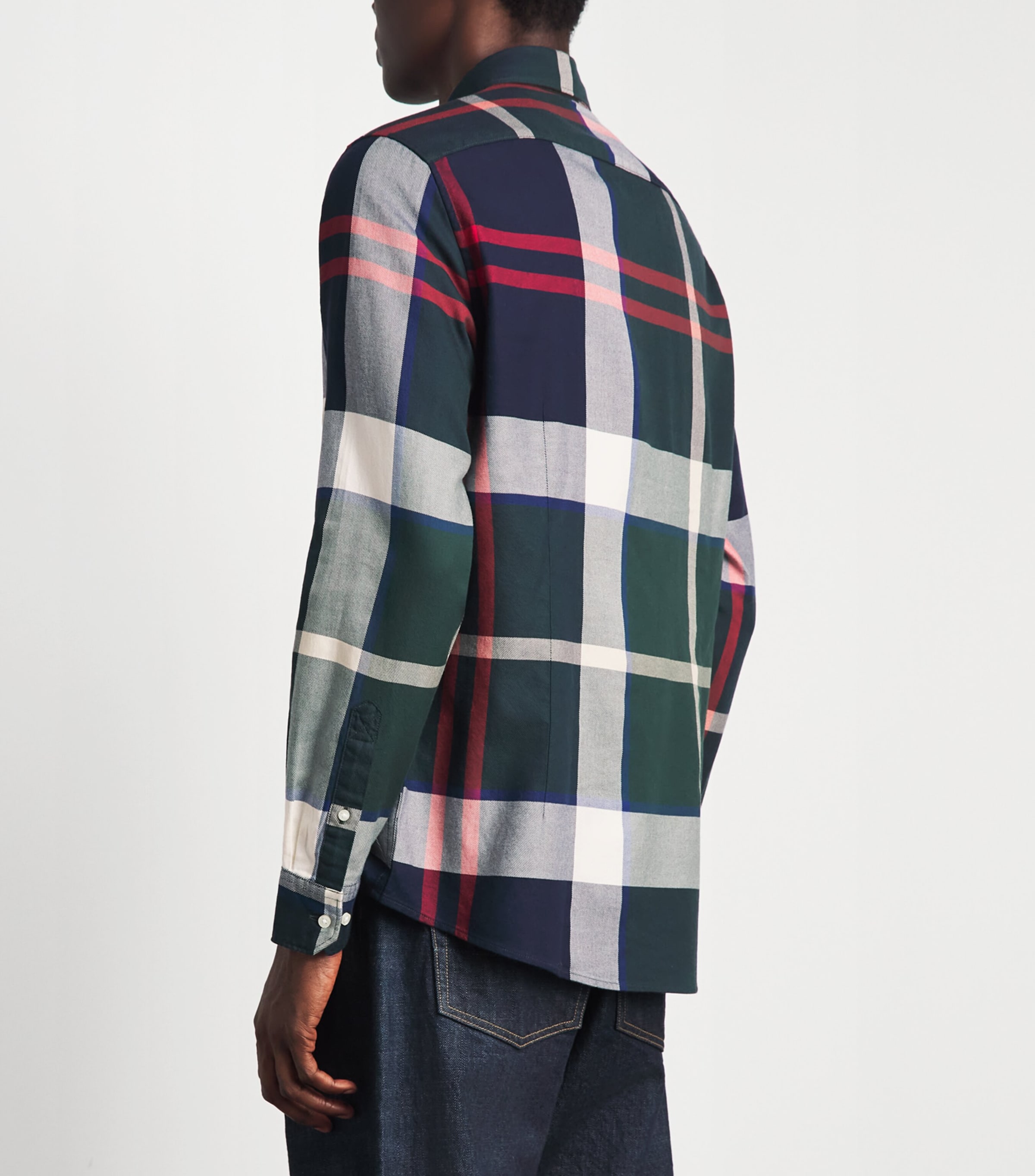 Barbour Mens Cotton Tartan Dunoon Shirt Evergreen Tartan Image 5