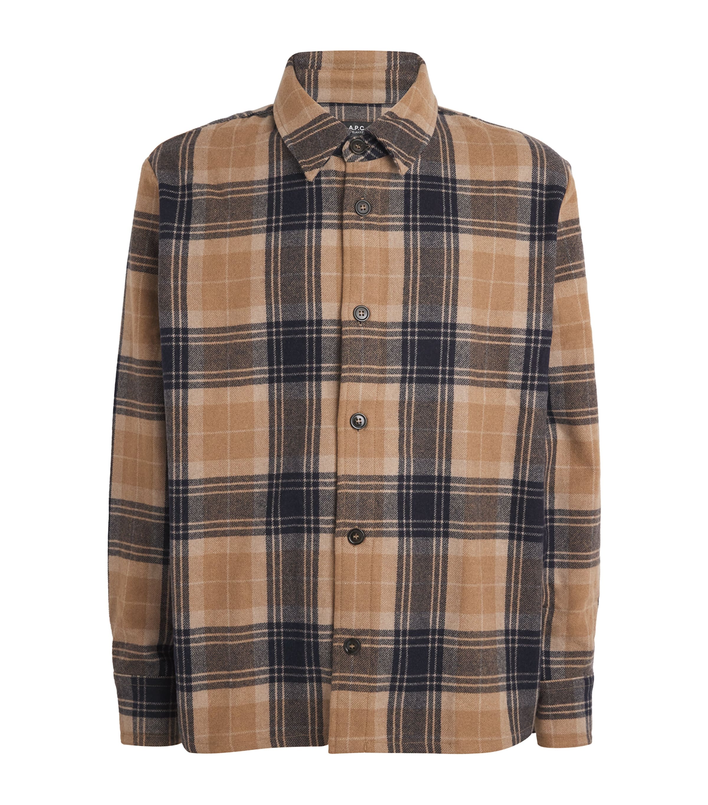 Apc Bobby Oversized Checked Wool-blend Flannel Overshirt In Brown