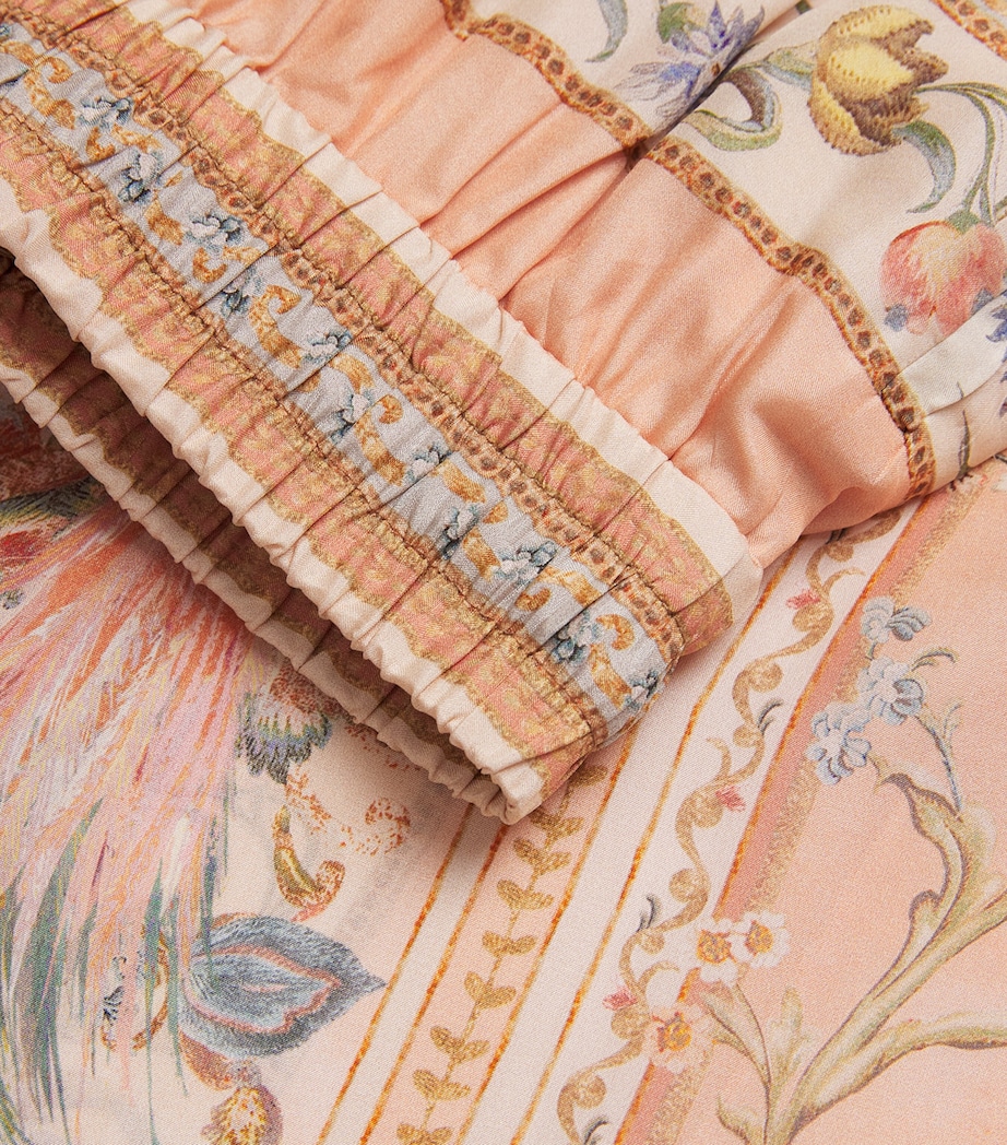 Zimmermann Womens Silk Roselight Drawstring Trousers Pink Tapestry Floral Image 6