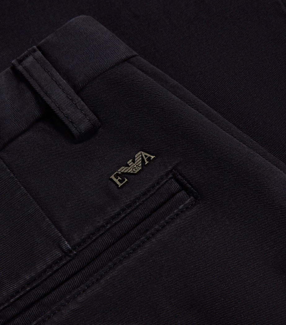 Stretch-Cotton Logo-Plaque Trousers (4-16 Years) 0920 BLU NAVY Image 2