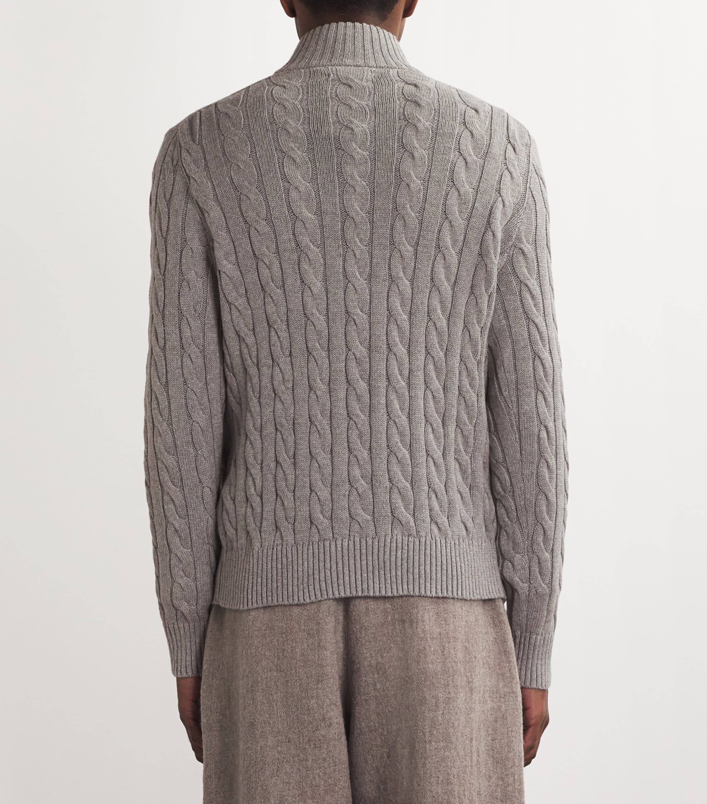 Polo Ralph Lauren Mens RL KNIT HZ CTTN CABLE W/PP Grey Image 4