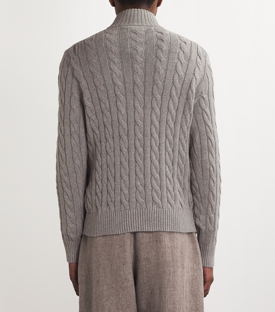 Polo Ralph Lauren Mens RL KNIT HZ CTTN CABLE W/PP Grey Image 4