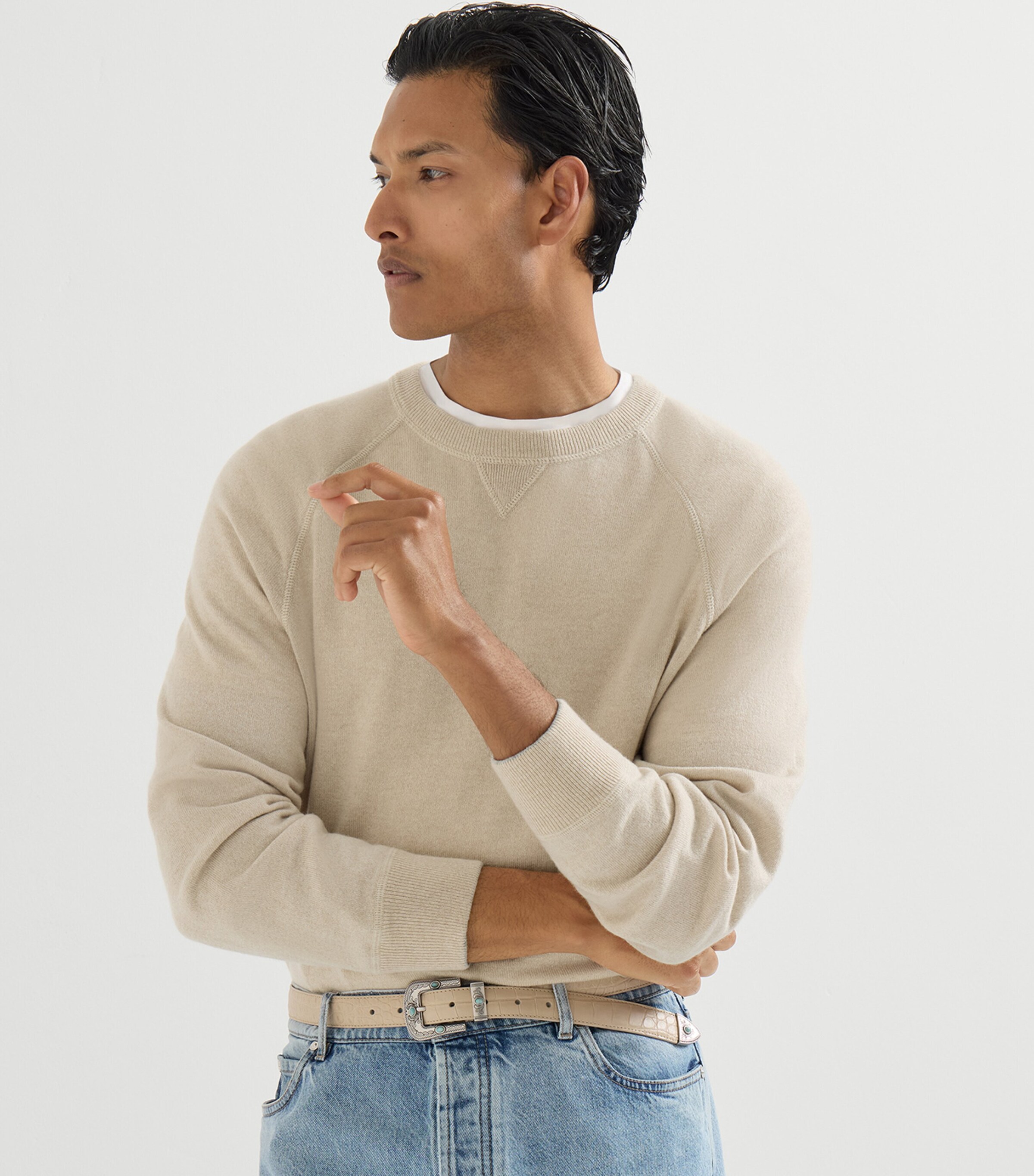 Brunello Cucinelli Mens Cashmere Crew-Neck Sweatshirt Image 4