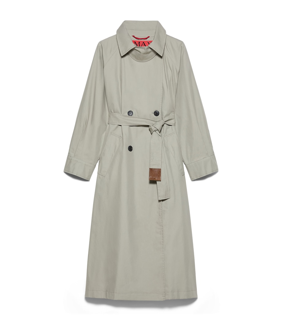 MAX&Co. Womens Cotton-Blend Trench Coat Sage Image 1