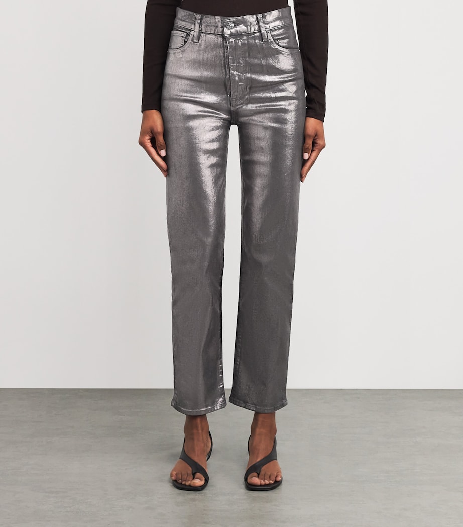 Coated Le Sleek Straight Jeans GUNMETAL CHROME Image 3