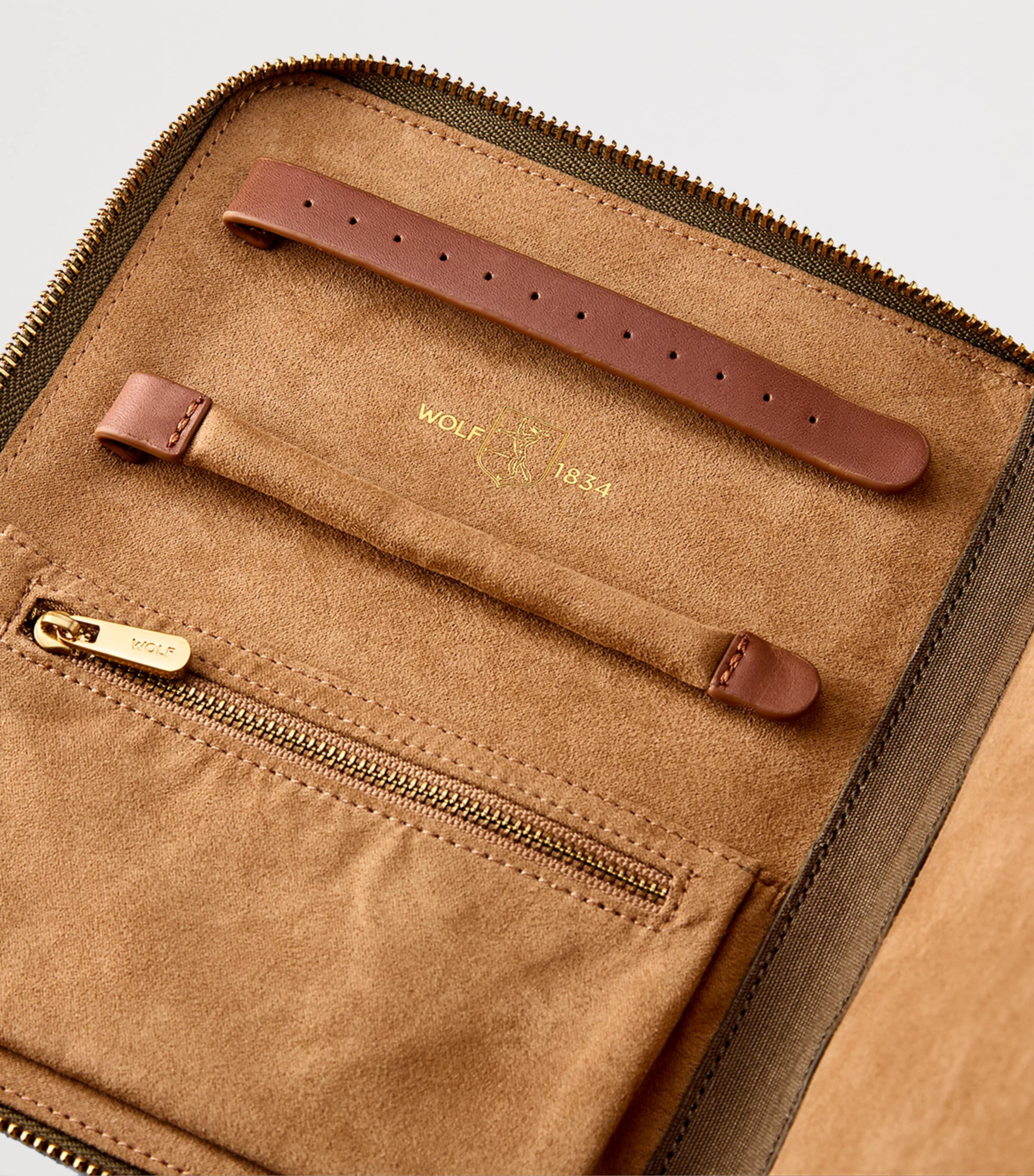 Ida Travel Zip Jewellery Portfolio Case KHAKI Image 4