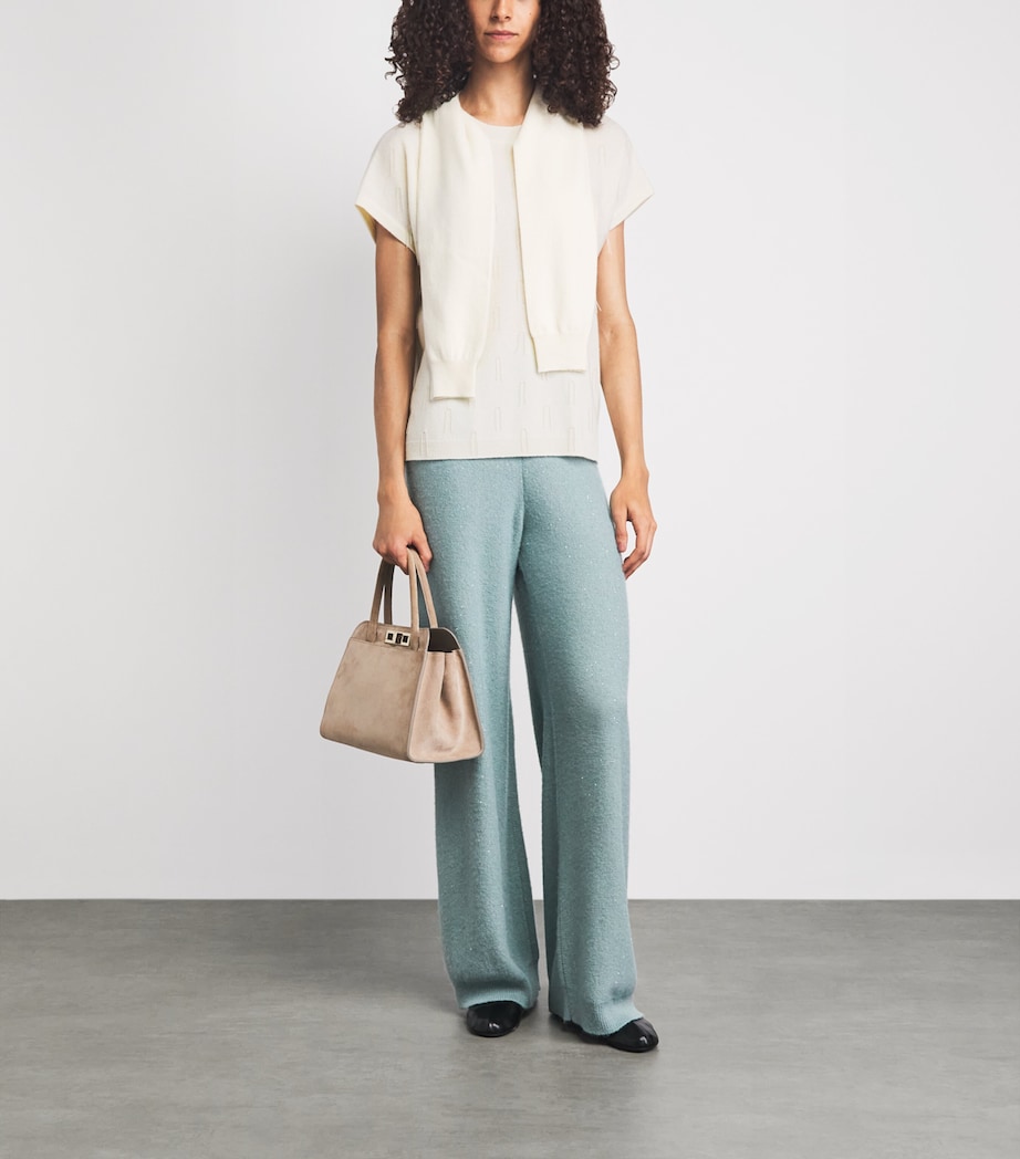Fabiana Filippi Womens Wool-Silk-Cashmere Embellished T-Shirt Rafia Image 2