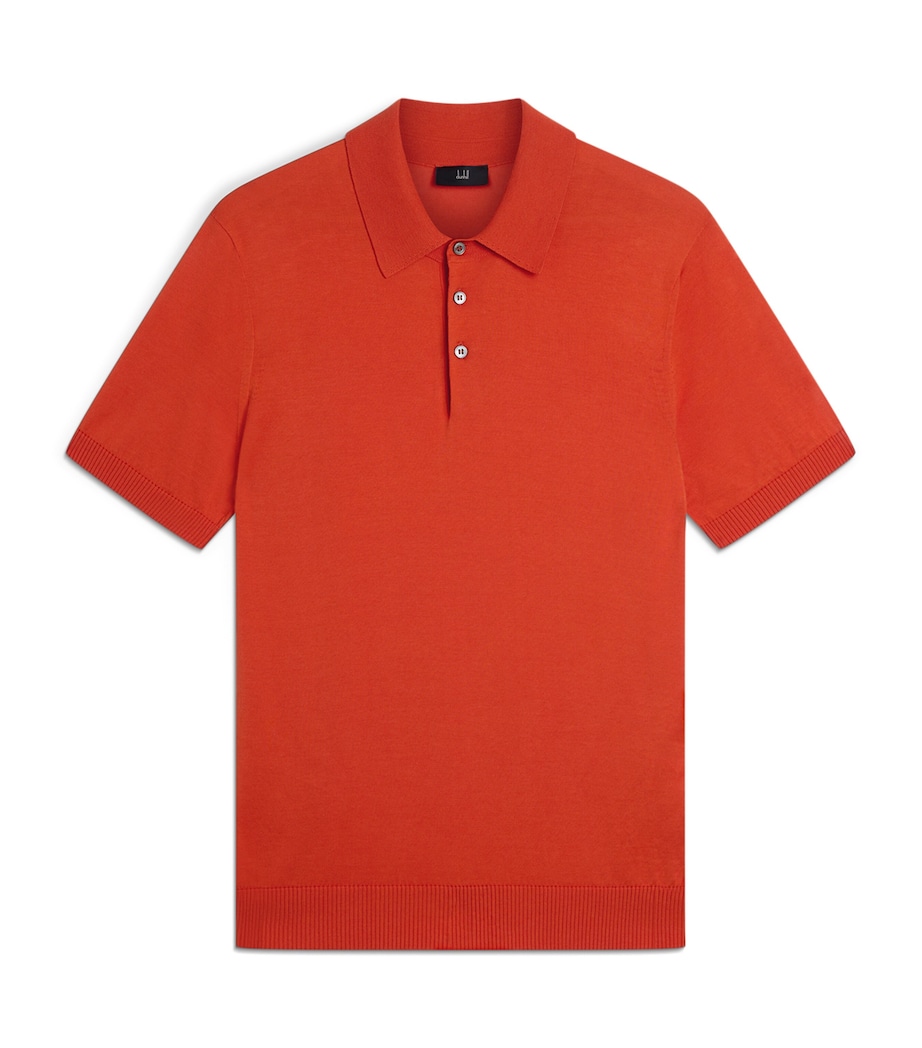 Dunhill Mens Cotton-Mulberry Silk Polo Shirt Image 1