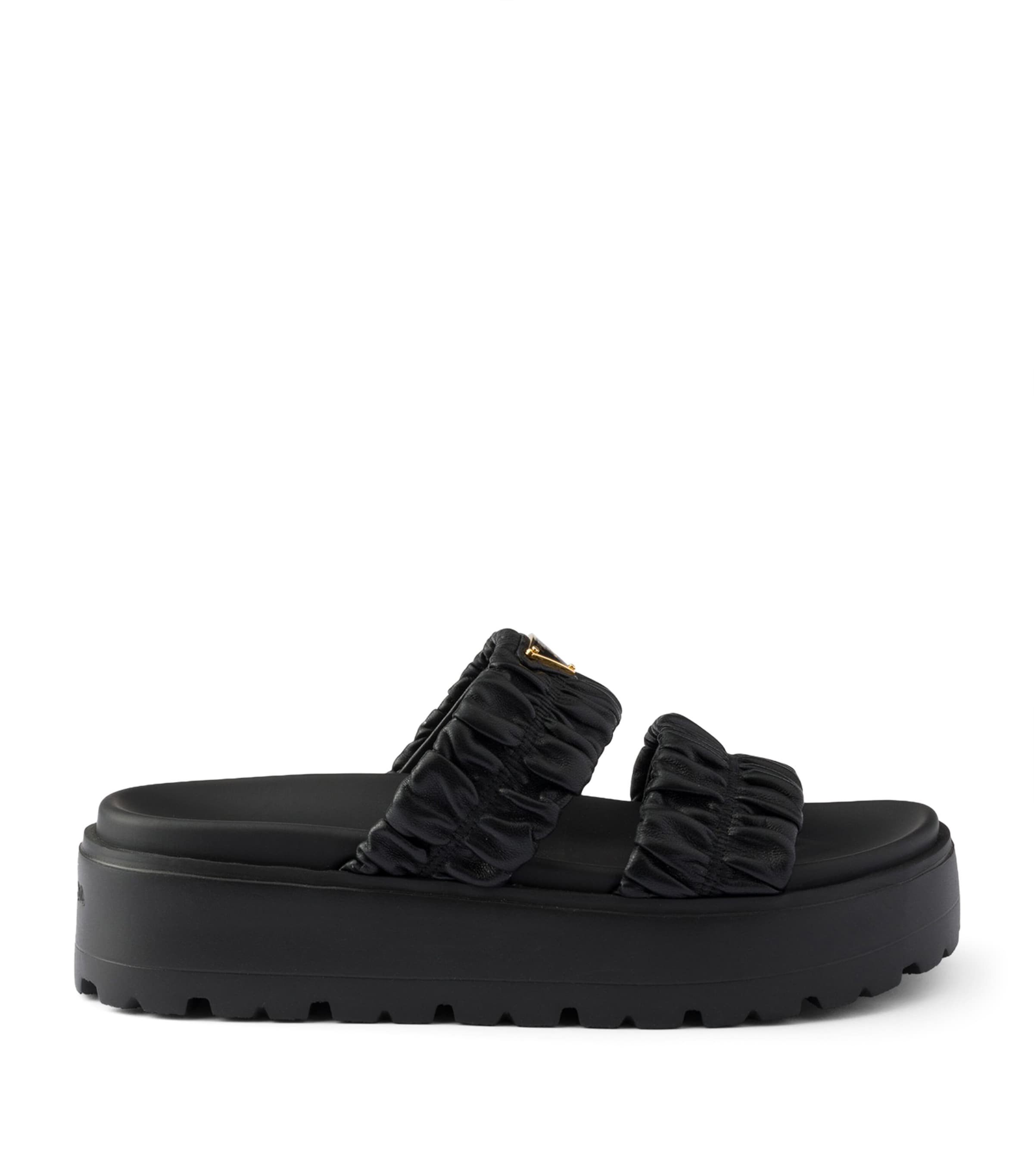 Prada Nappa Leather Flatform Slides 45 Black Image 1