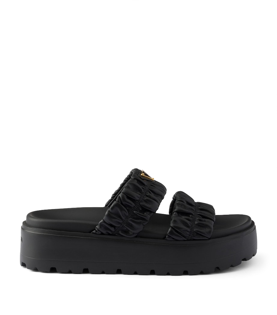 Prada Nappa Leather Flatform Slides 45 Black Image 1