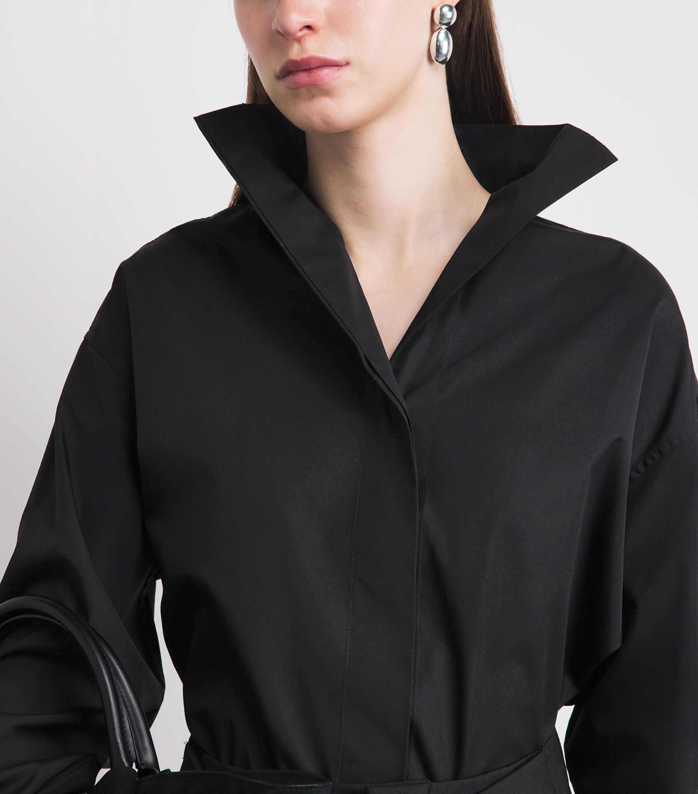 Toteme Womens Cotton Poplin Sharp Shirt Black Image 3