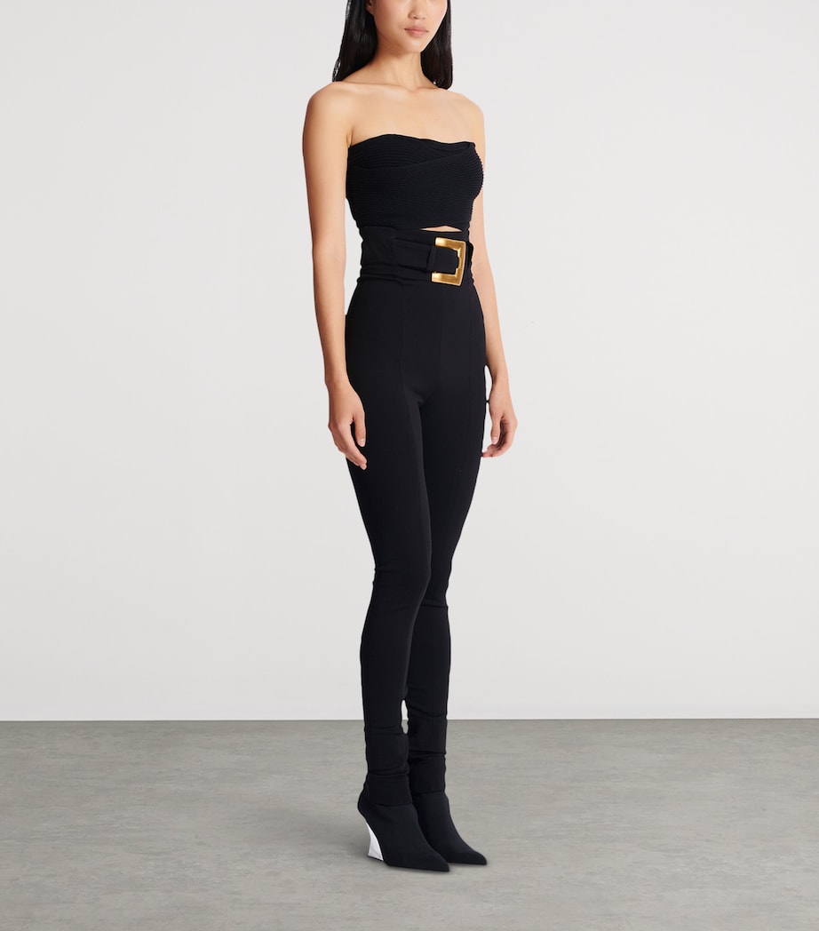 Stretch Belted Slim Trousers 0PA NOIR Image 2