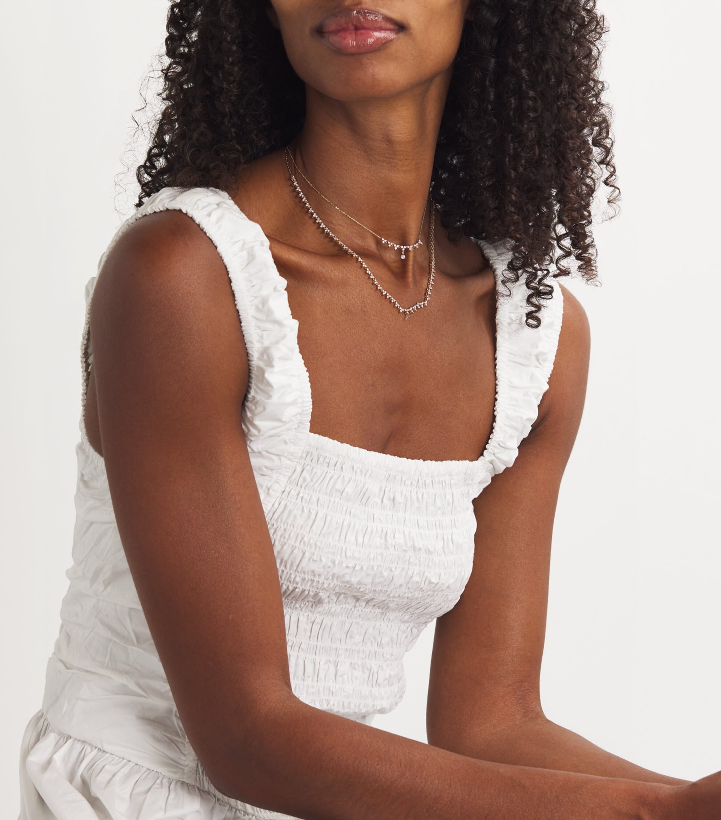 Yellow Gold and Diamond Triangle Tennis Necklace YELLOW GOLD Image 4