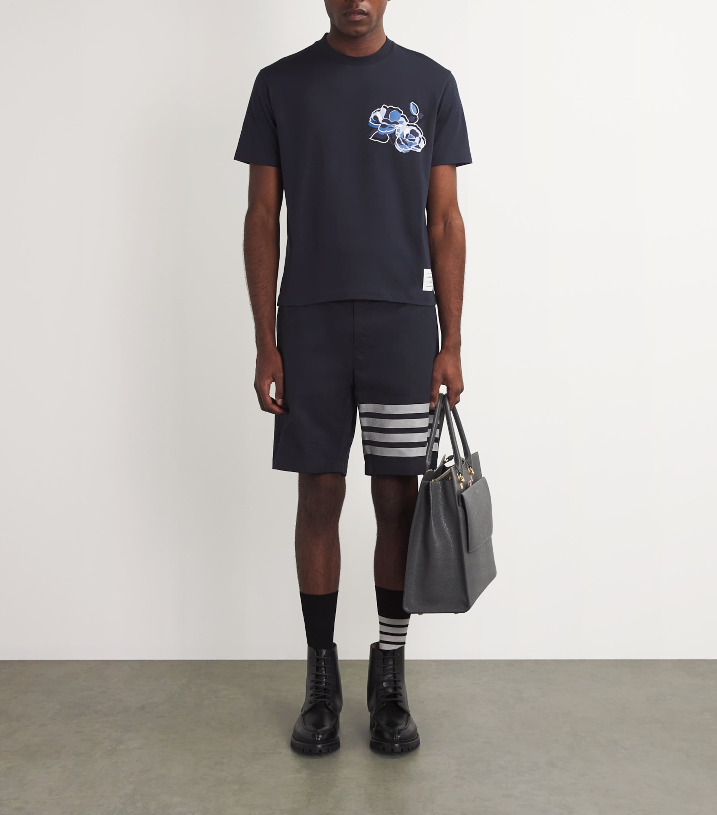 Tシャツ・カットソー THOM BROWNE COTTON T-SHIRT Thom Browne - Cotton crew-neck T-shirt blue - The Corner