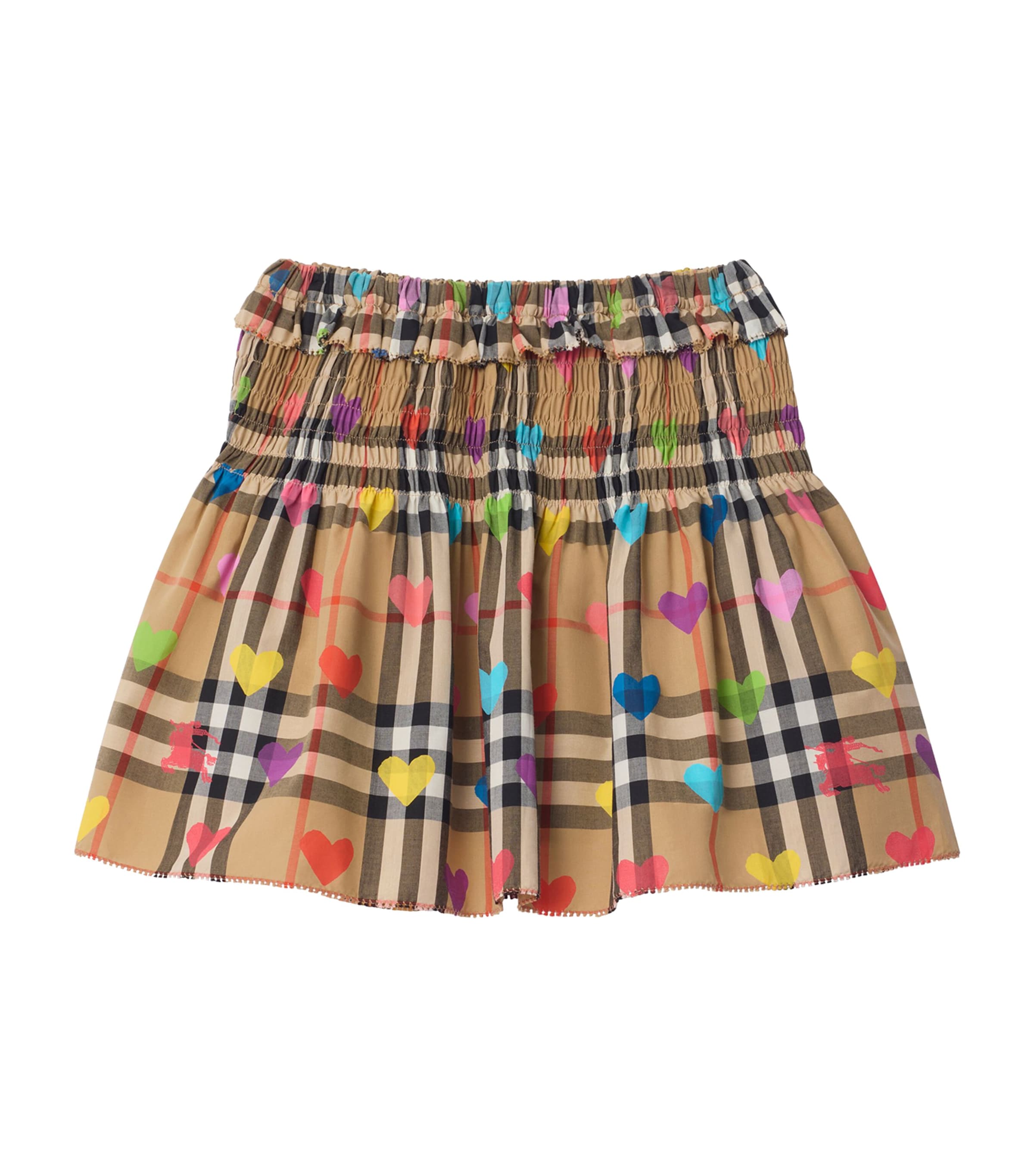 Burberry Kids Cotton Heart Check Skirt (3-12 Years) Sand Ip Pat Image 1