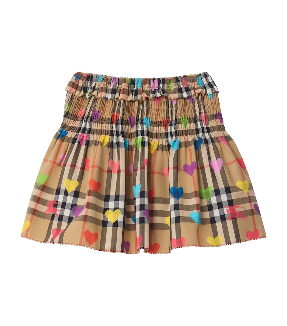 Burberry Kids Cotton Heart Check Skirt (3-12 Years) Sand Ip Pat Image 1