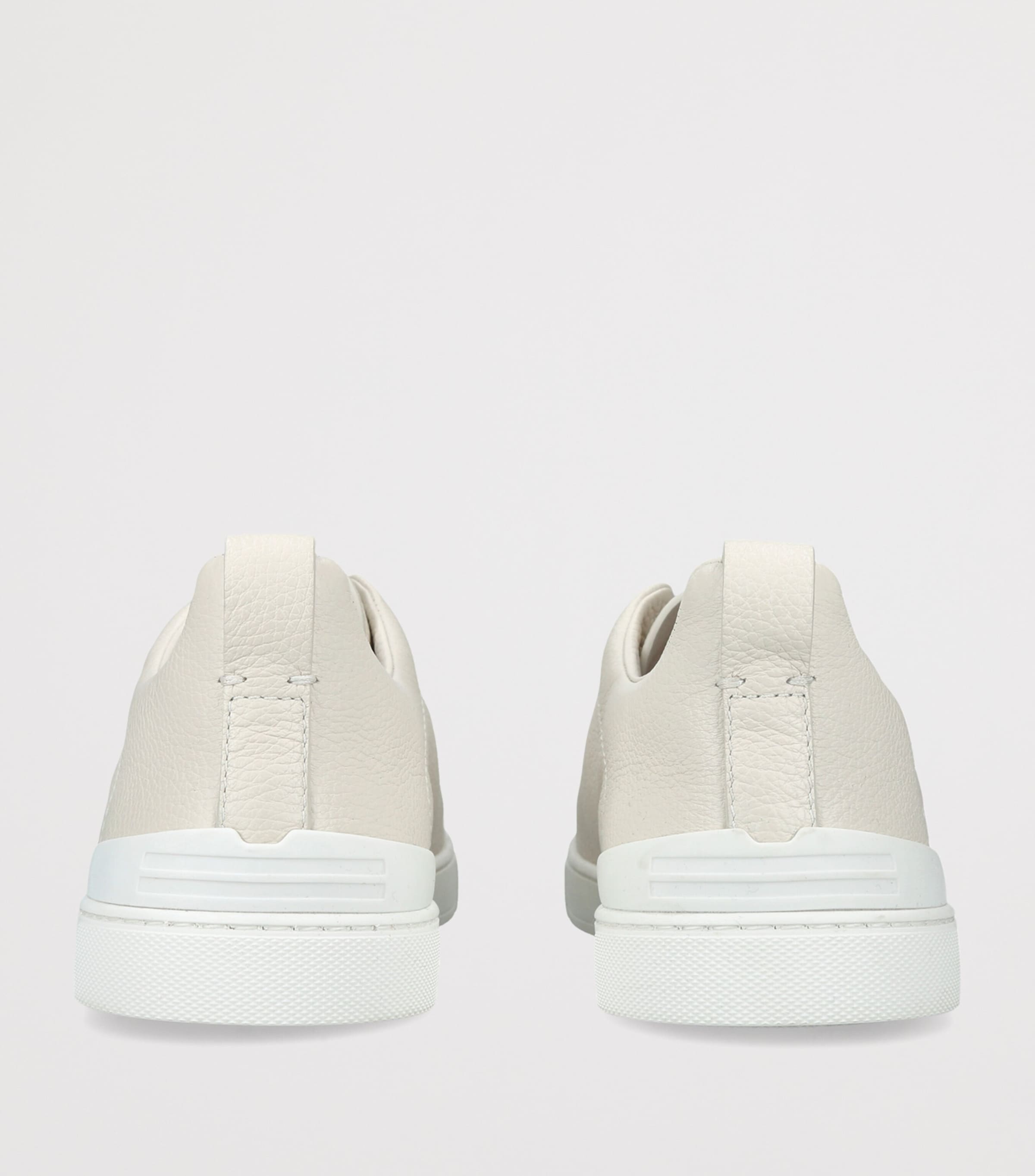 Zegna Leather Triple Stitch Sneakers Bone Image 4